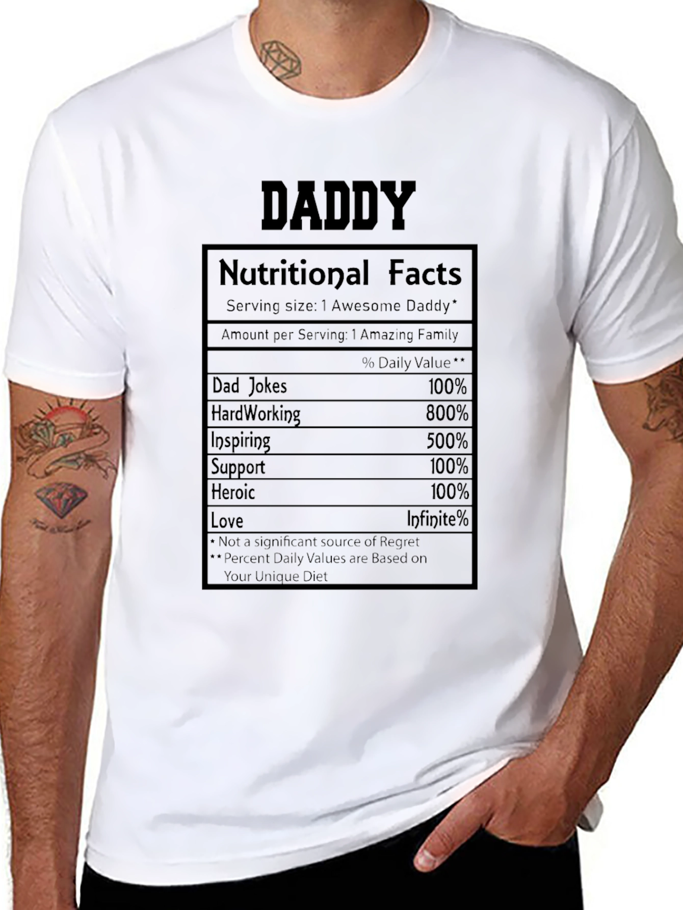 Daddy Nutritional Facts Graphic T-Shirt