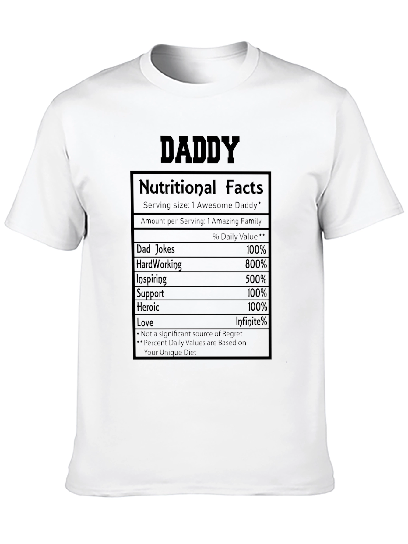 Daddy Nutritional Facts Graphic T-Shirt