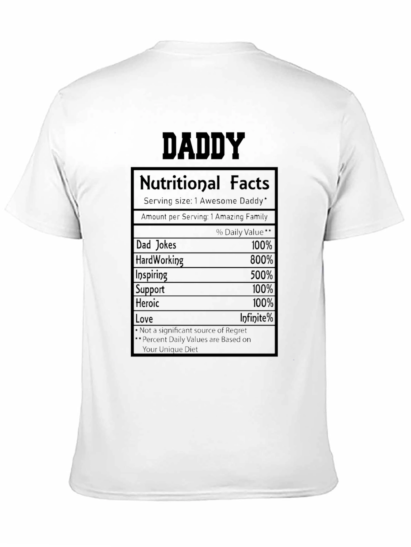 Daddy Nutritional Facts Graphic T-Shirt
