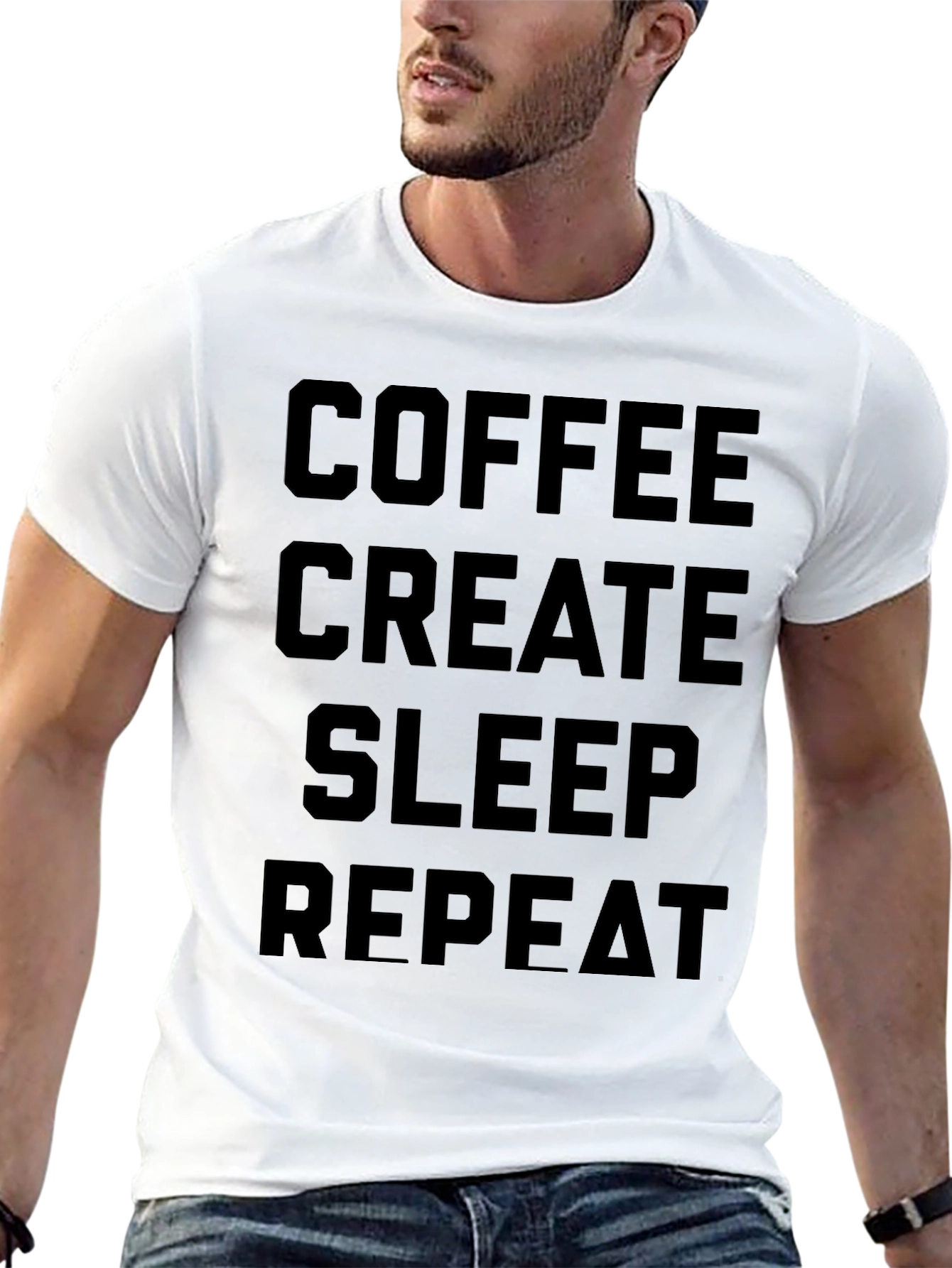 Coffee Create Sleep Repeat Black T-Shirt