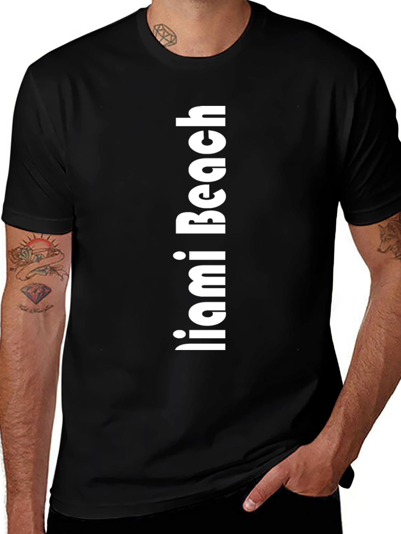 Miami Beach Black Graphic Tee
