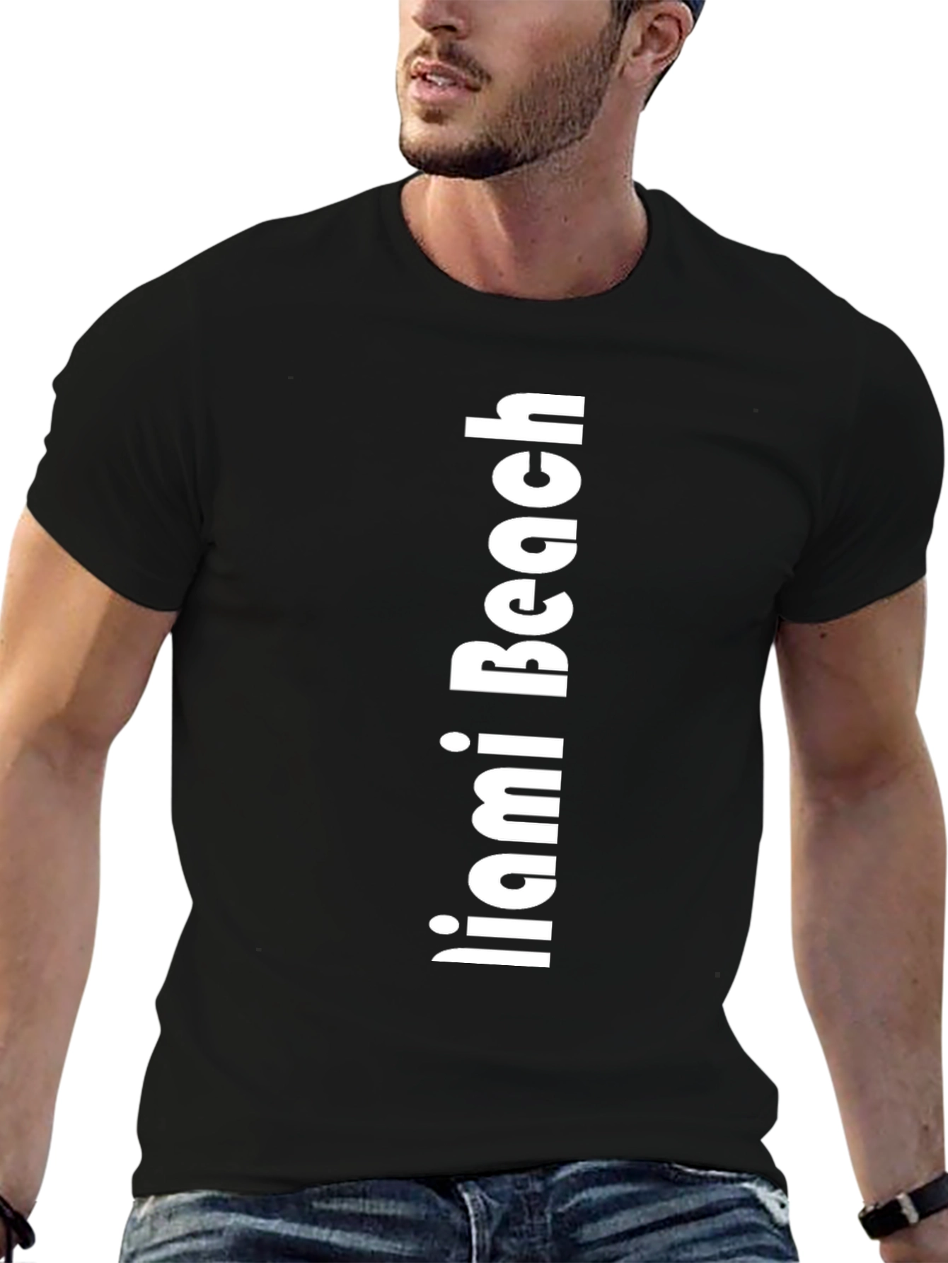 Miami Beach Black Graphic Tee