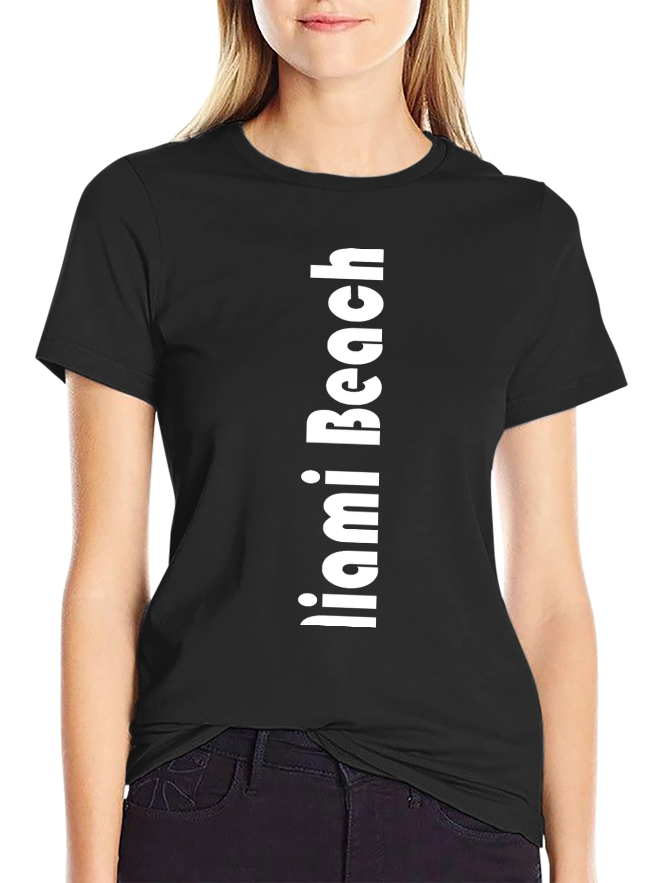 Miami Beach Black Graphic Tee