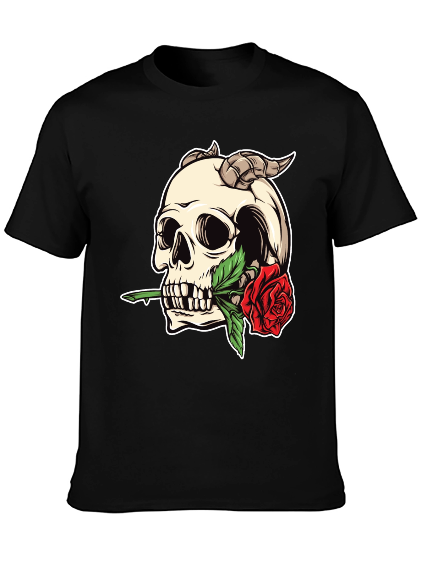 Skull Rose T-Shirt - Edgy Graphic Tee