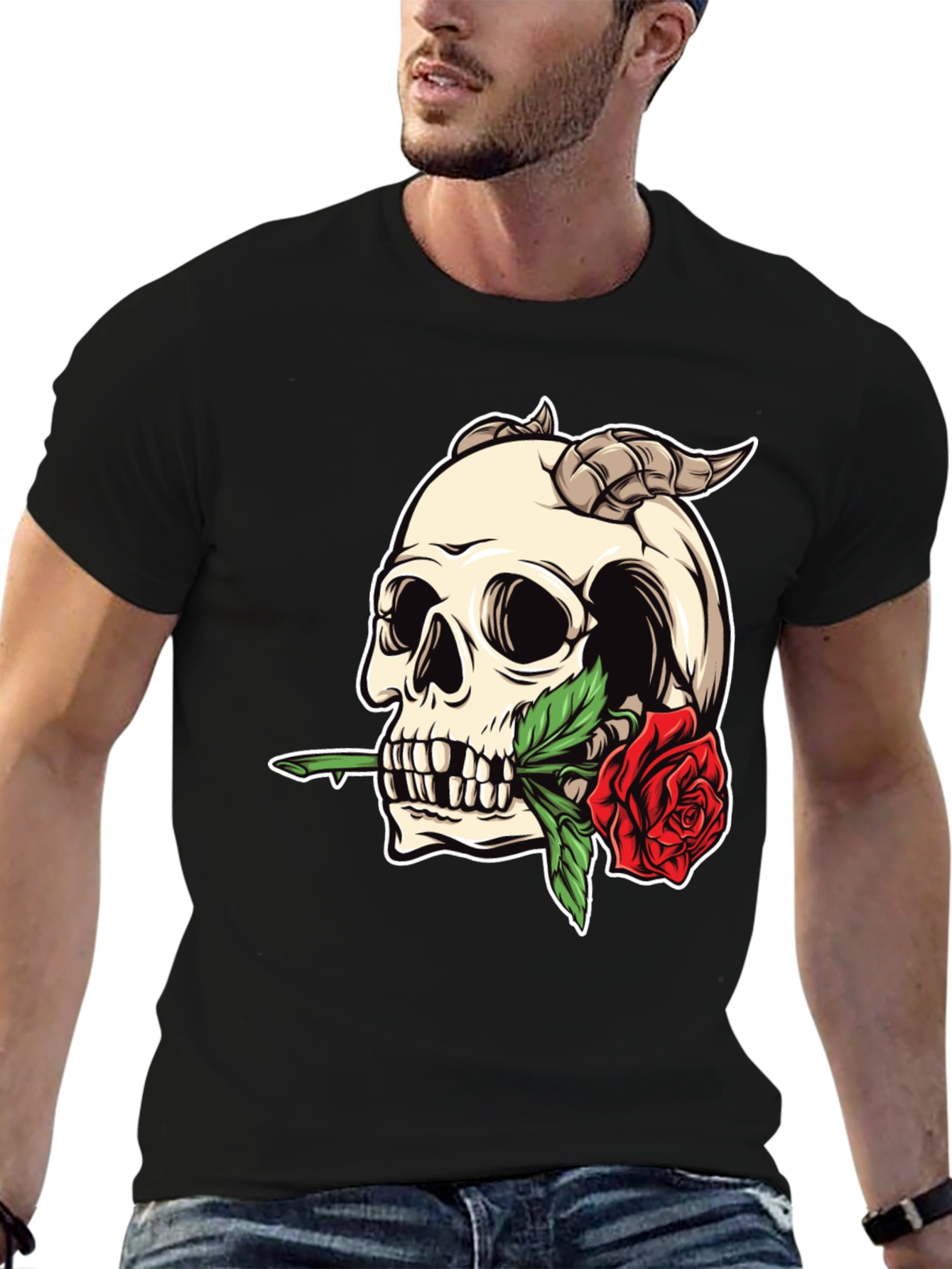 Skull Rose T-Shirt - Edgy Graphic Tee