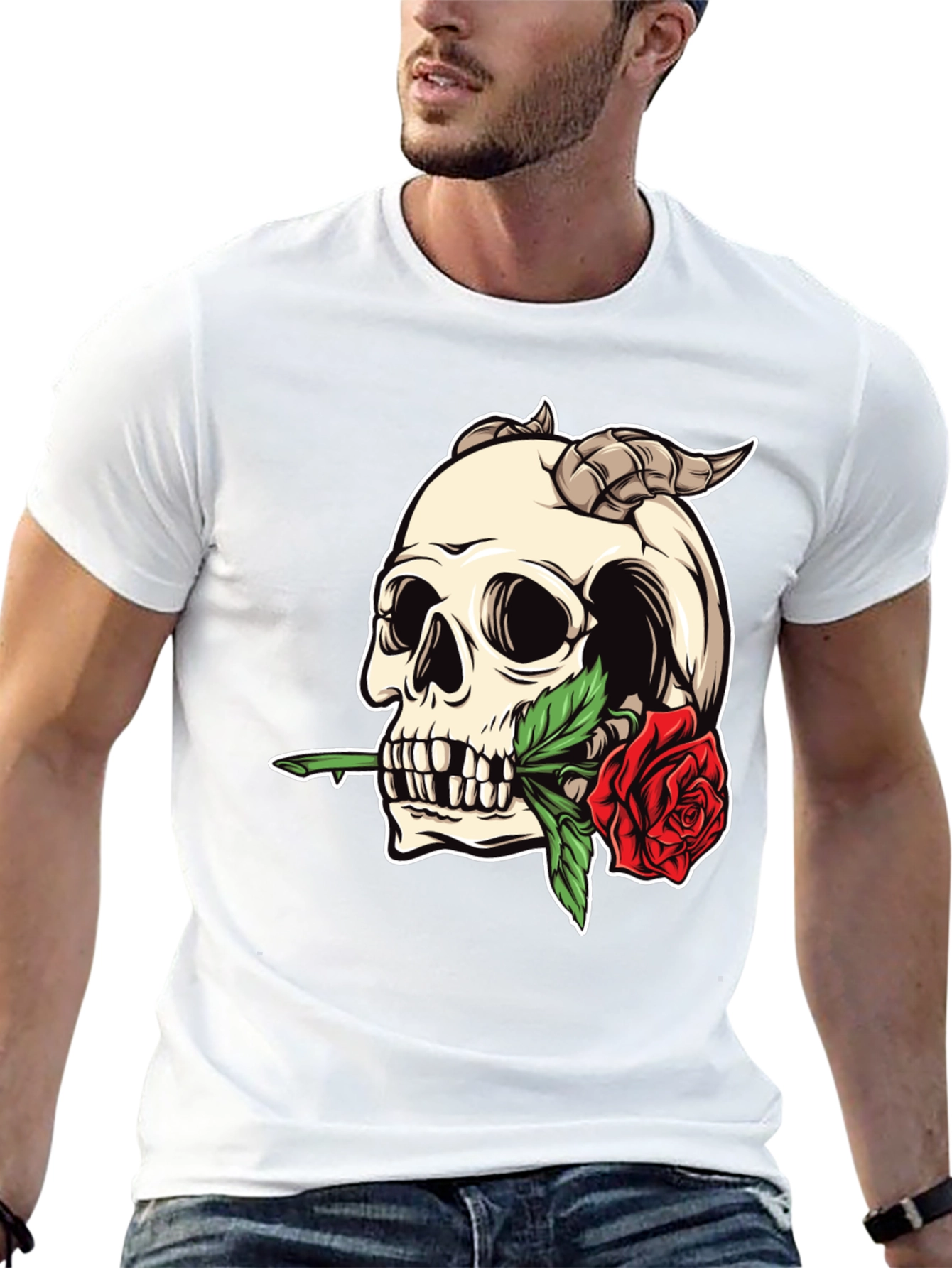 Skull Rose T-Shirt - Edgy Graphic Tee