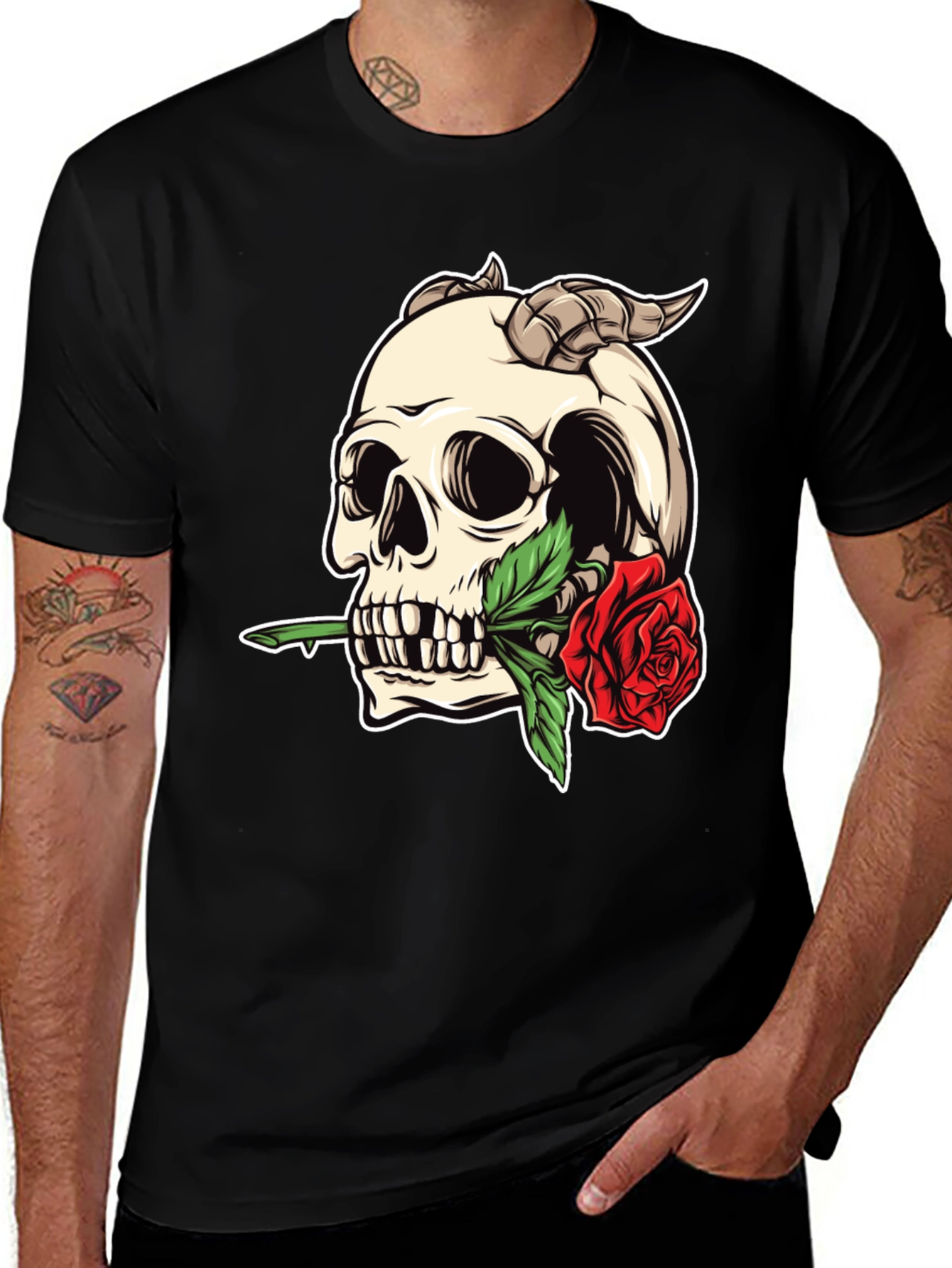 Skull Rose T-Shirt - Edgy Graphic Tee