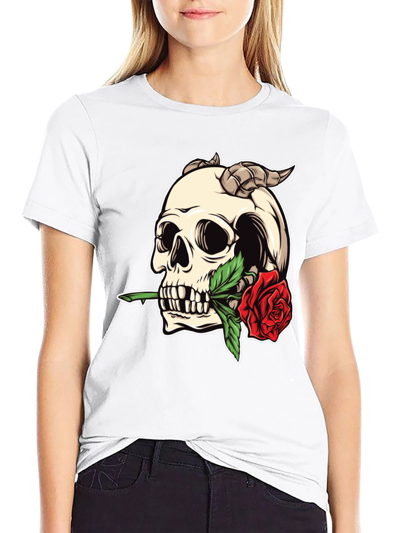 Skull Rose T-Shirt - Edgy Graphic Tee