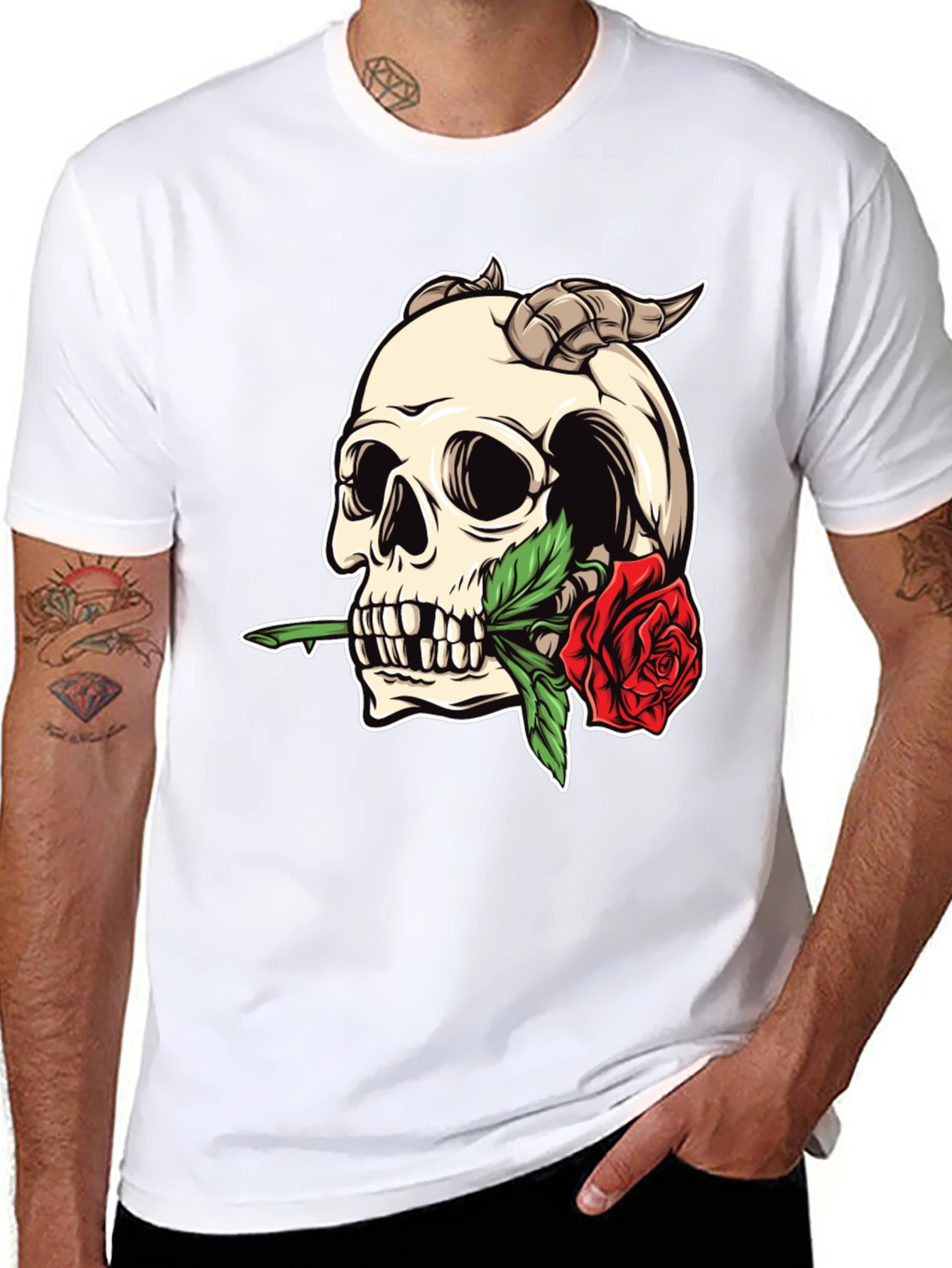 Skull Rose T-Shirt - Edgy Graphic Tee