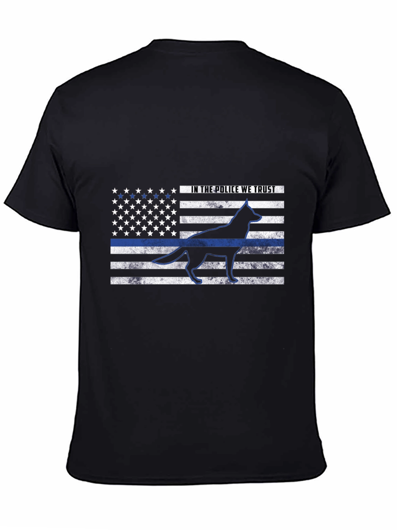 Police K9 American Flag Thin Blue Line T-Shirt