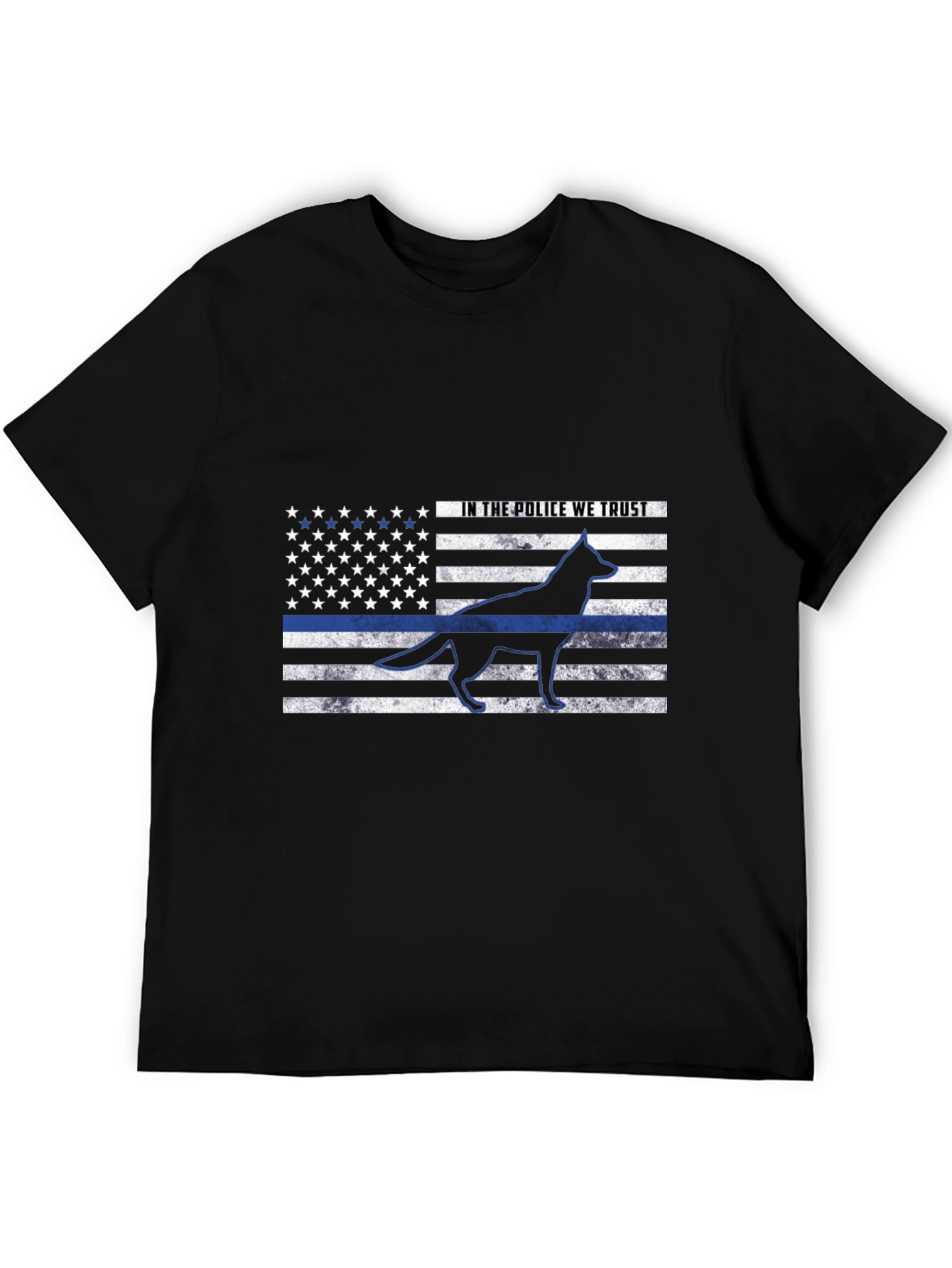Police K9 American Flag Thin Blue Line T-Shirt
