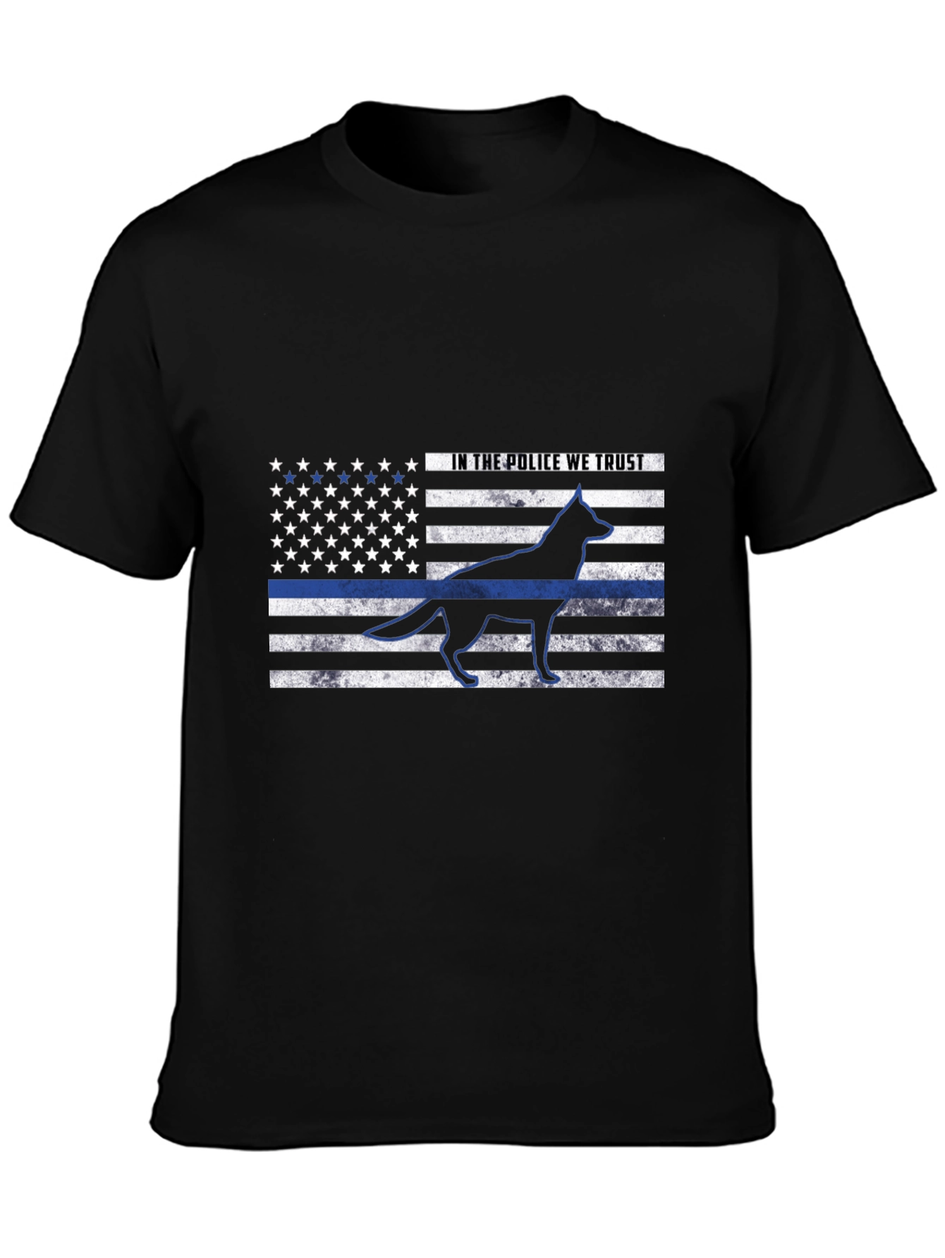 Police K9 American Flag Thin Blue Line T-Shirt