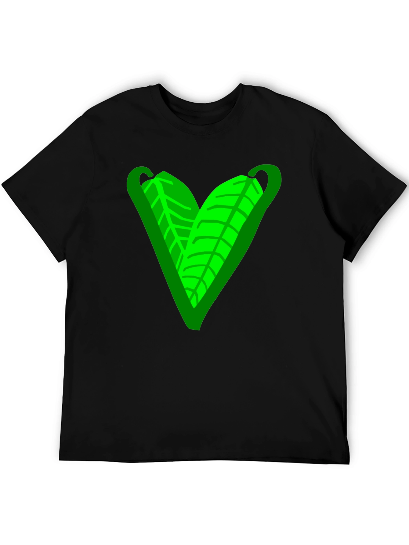 Green Leaf Heart Graphic Tee - Casual Comfort