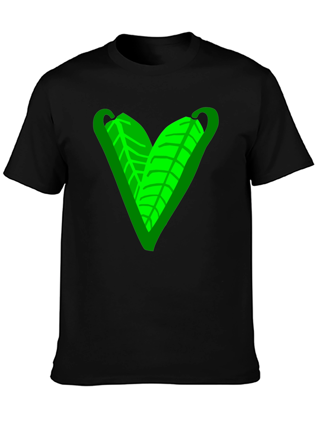 Green Leaf Heart Graphic Tee - Casual Comfort