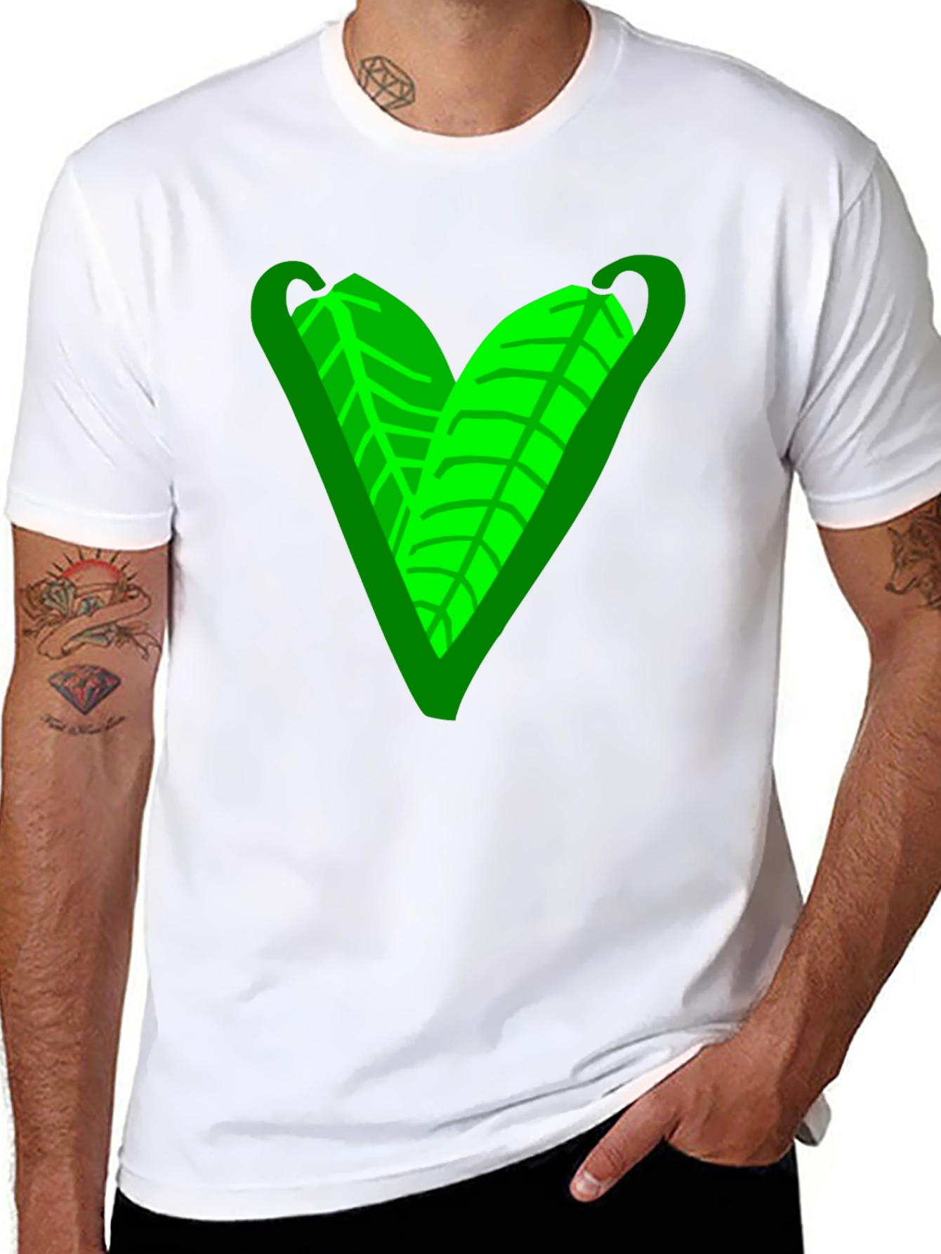 Green Leaf Heart Graphic Tee - Casual Comfort