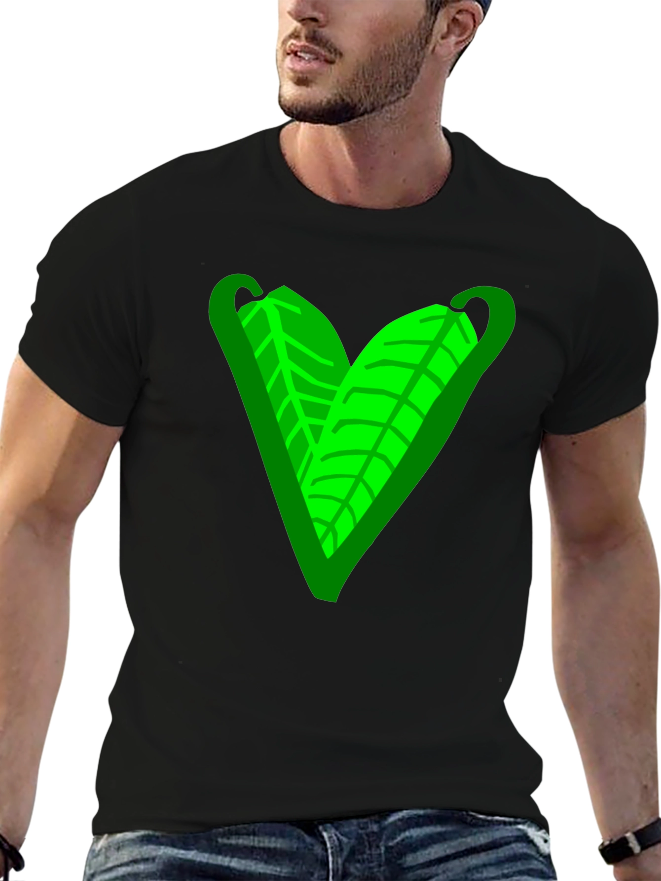 Green Leaf Heart Graphic Tee - Casual Comfort