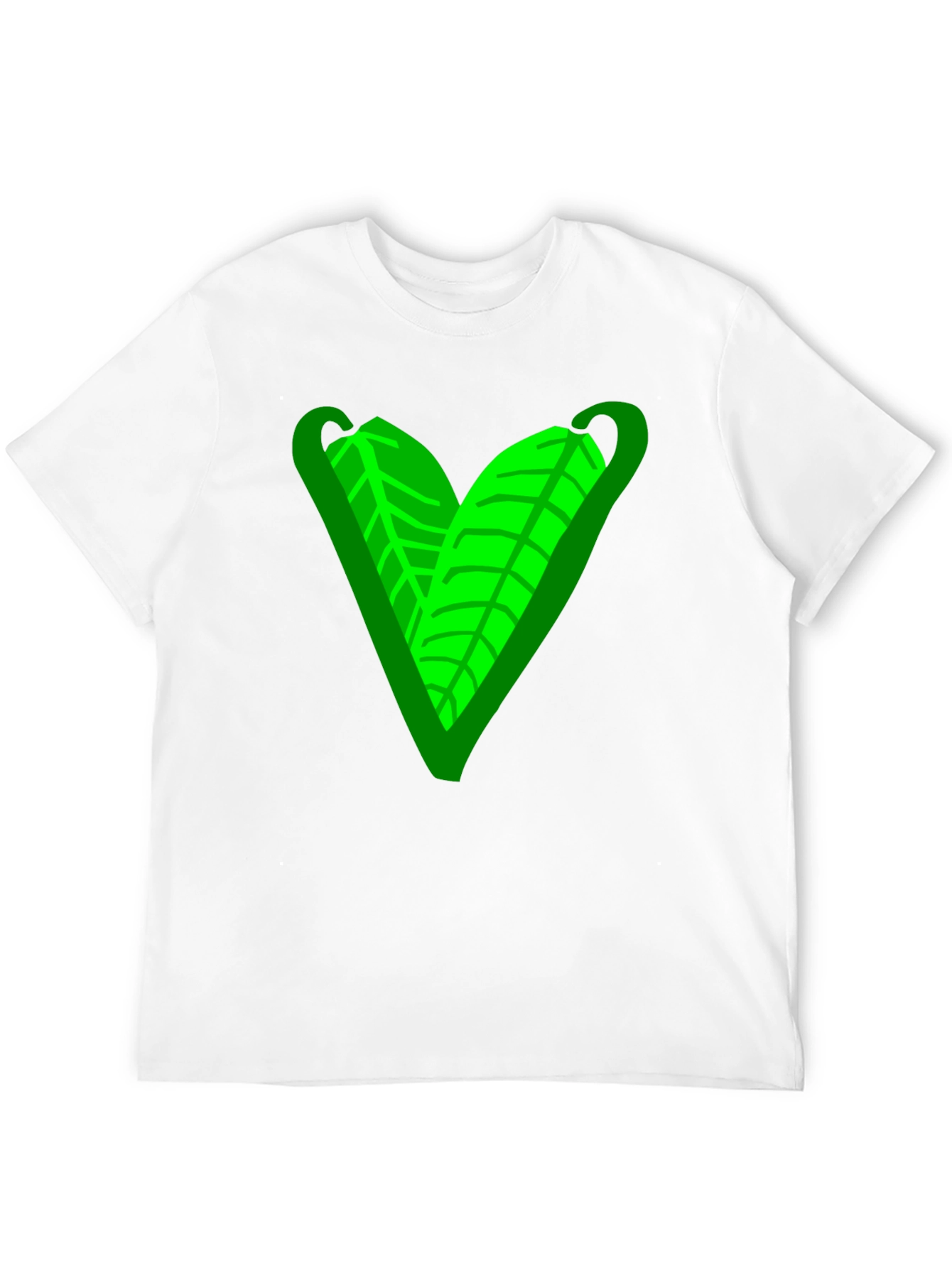 Green Leaf Heart Graphic Tee - Casual Comfort