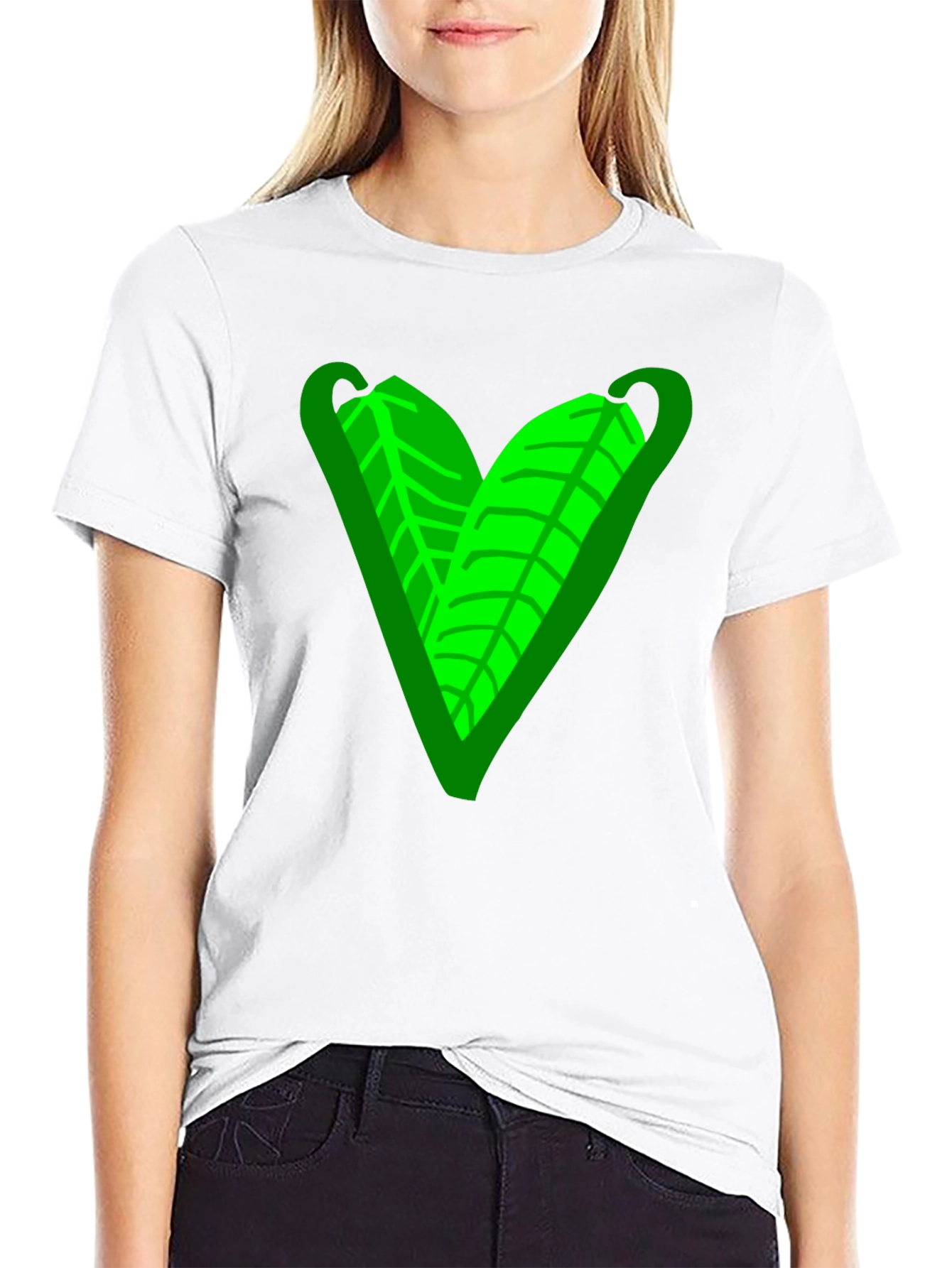 Green Leaf Heart Graphic Tee - Casual Comfort