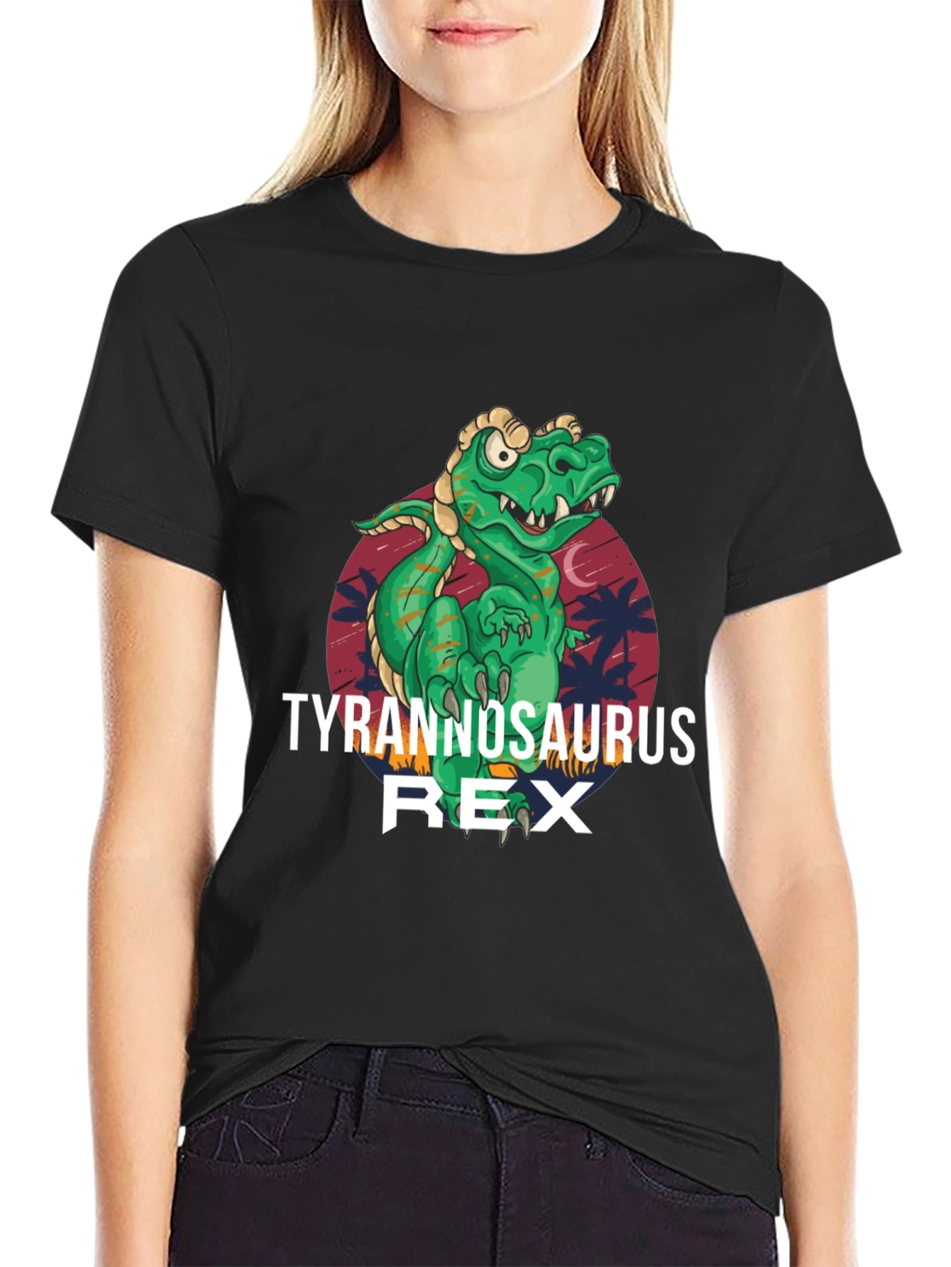 Tyrannosaurus Rex Graphic Print Black T-Shirt