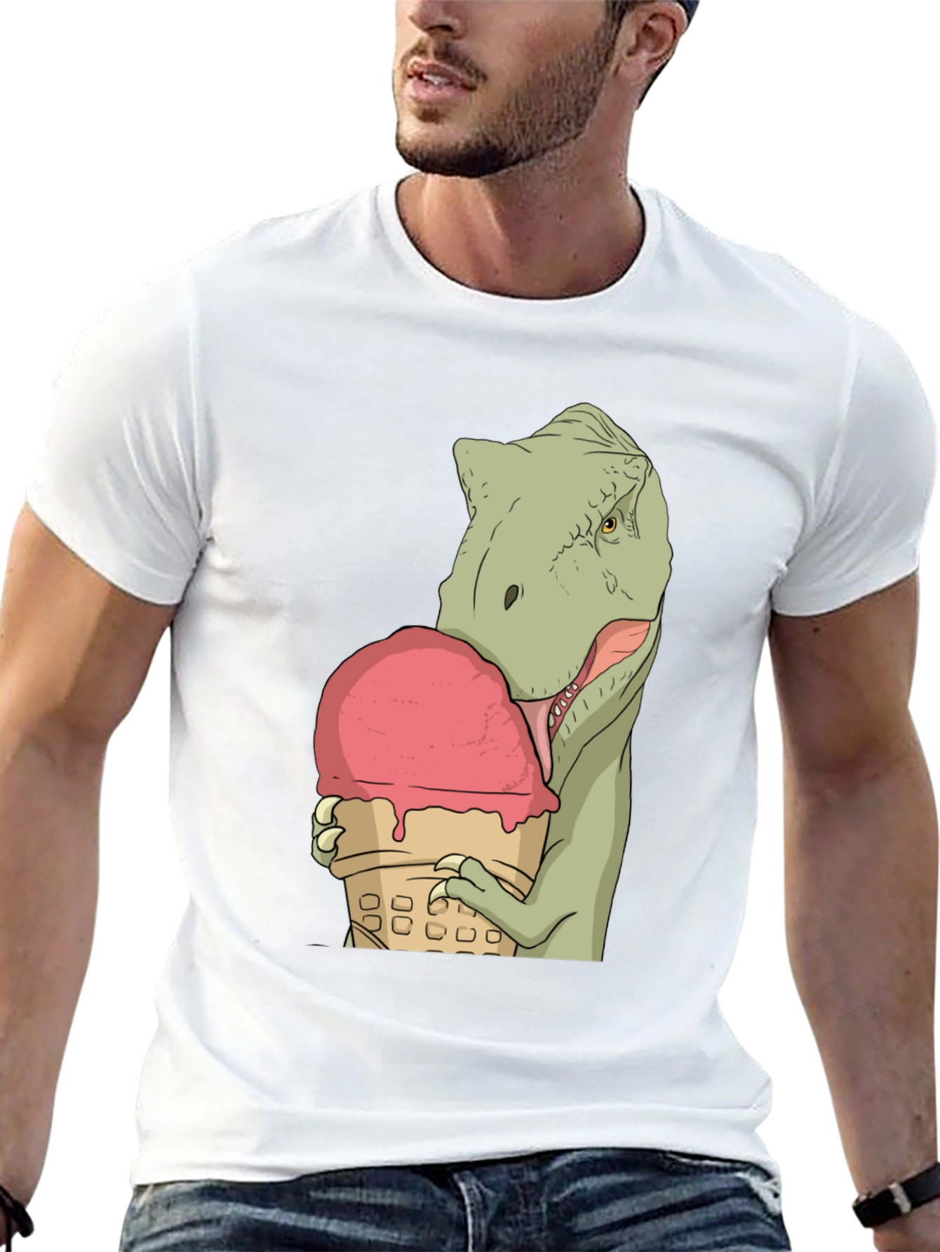 Dino Ice Cream T-Shirt - Black Cotton Unique Design