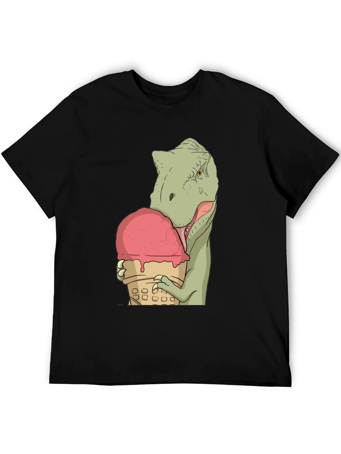 Dino Ice Cream T-Shirt - Black Cotton Unique Design