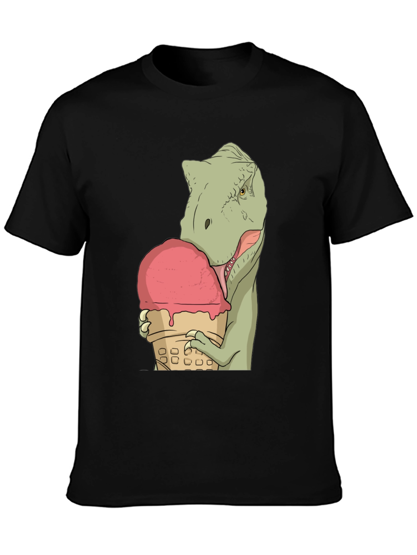 Dino Ice Cream T-Shirt - Black Cotton Unique Design