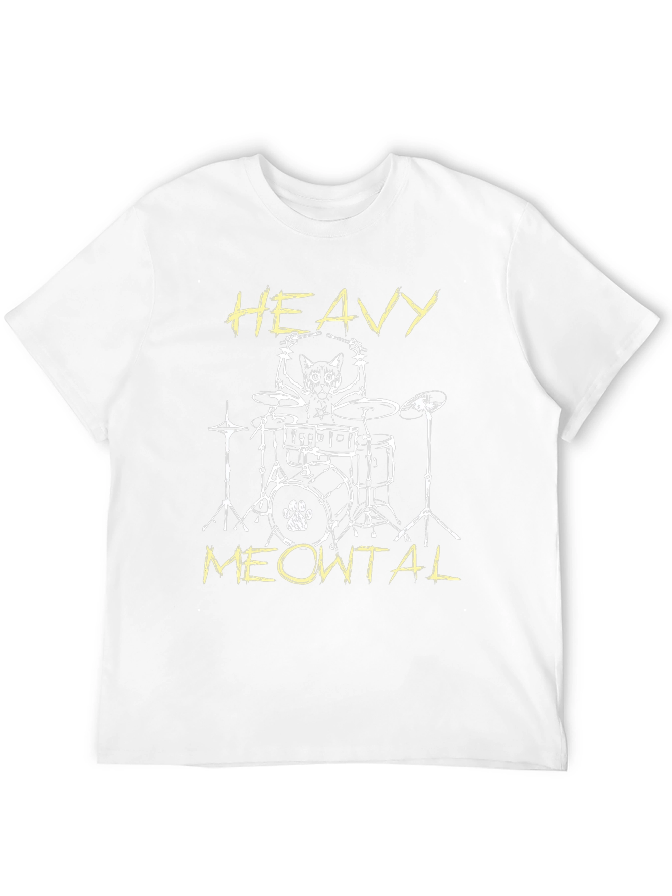 Heavy Meowtal Cat Drummer T-Shirt