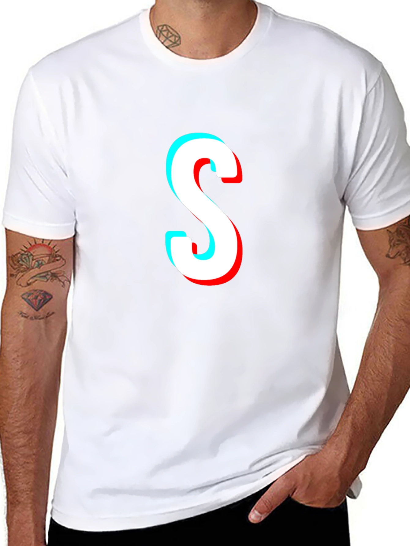 Trendy Black T-Shirt with 3D S Graphic
