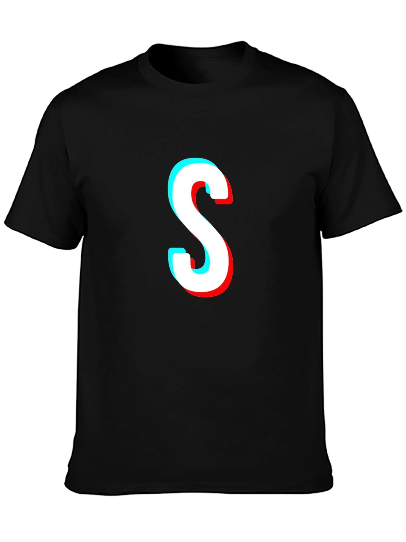 Trendy Black T-Shirt with 3D S Graphic