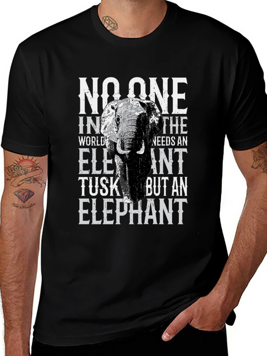 Elephant Tusk Graphic Print Tee - Black