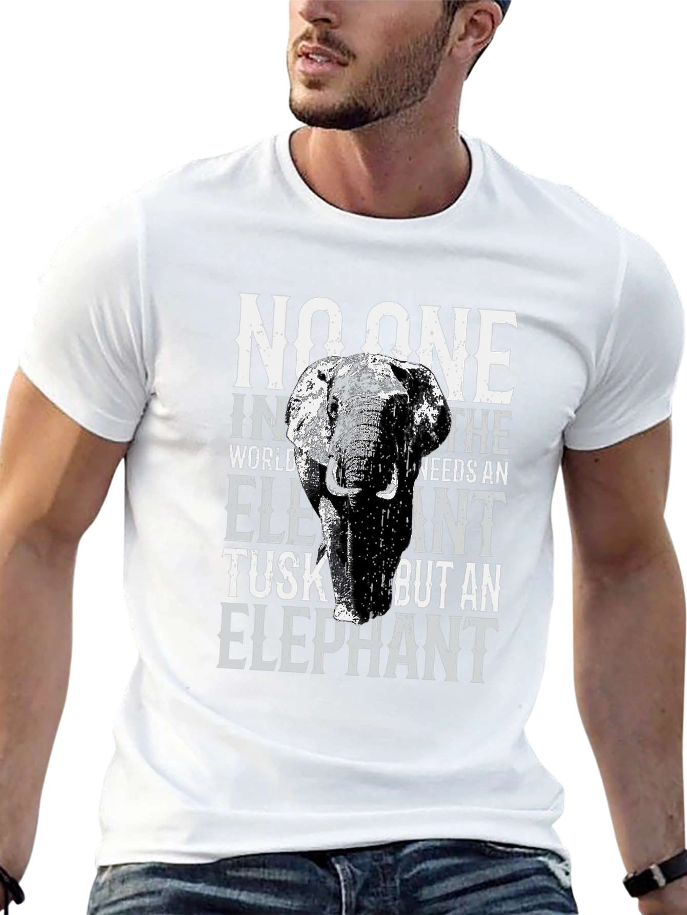 Elephant Tusk Graphic Print Tee - Black