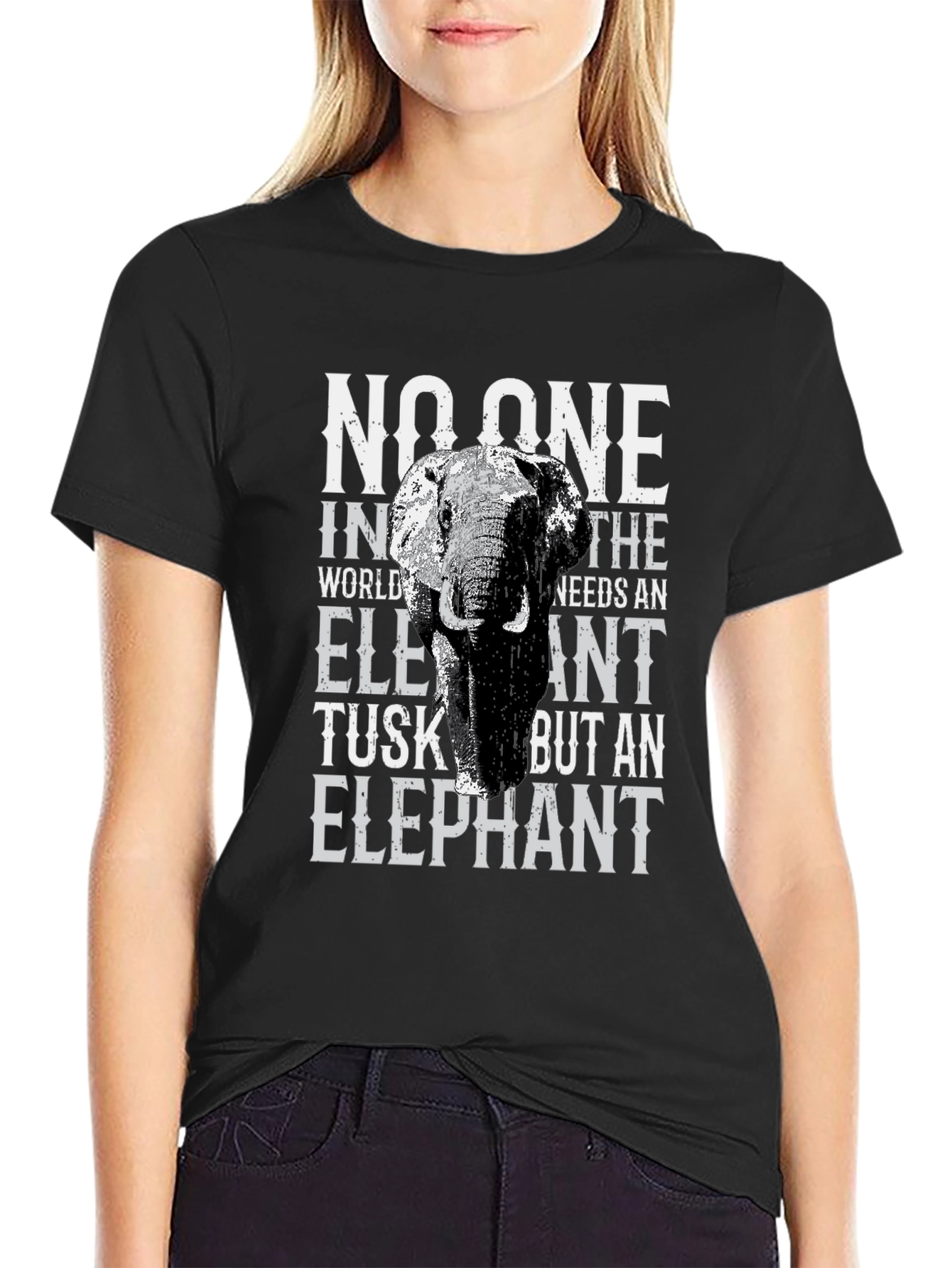 Elephant Tusk Graphic Print Tee - Black