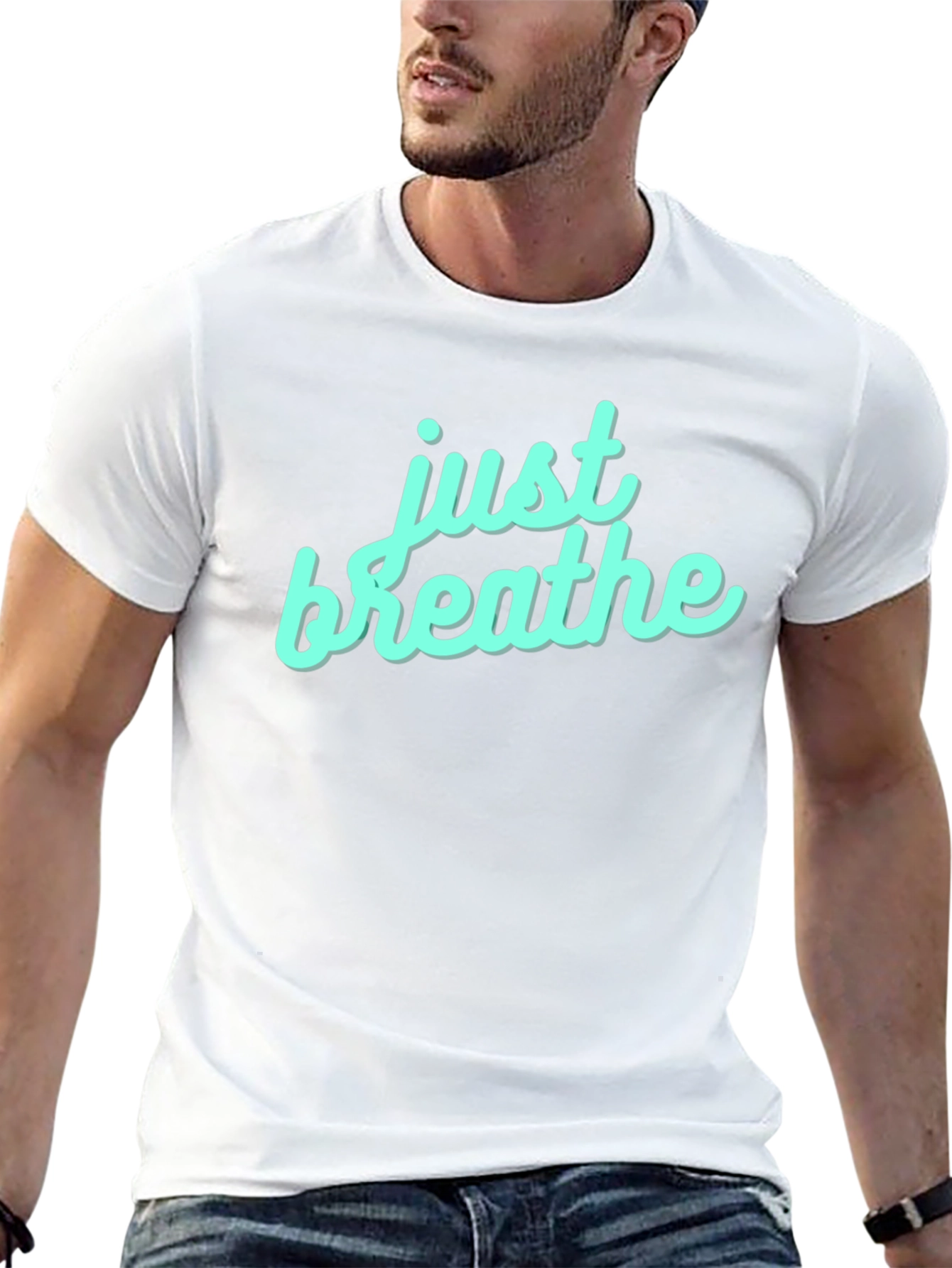 Just Breathe Graphic Tee - Black Cotton Casual Shirt