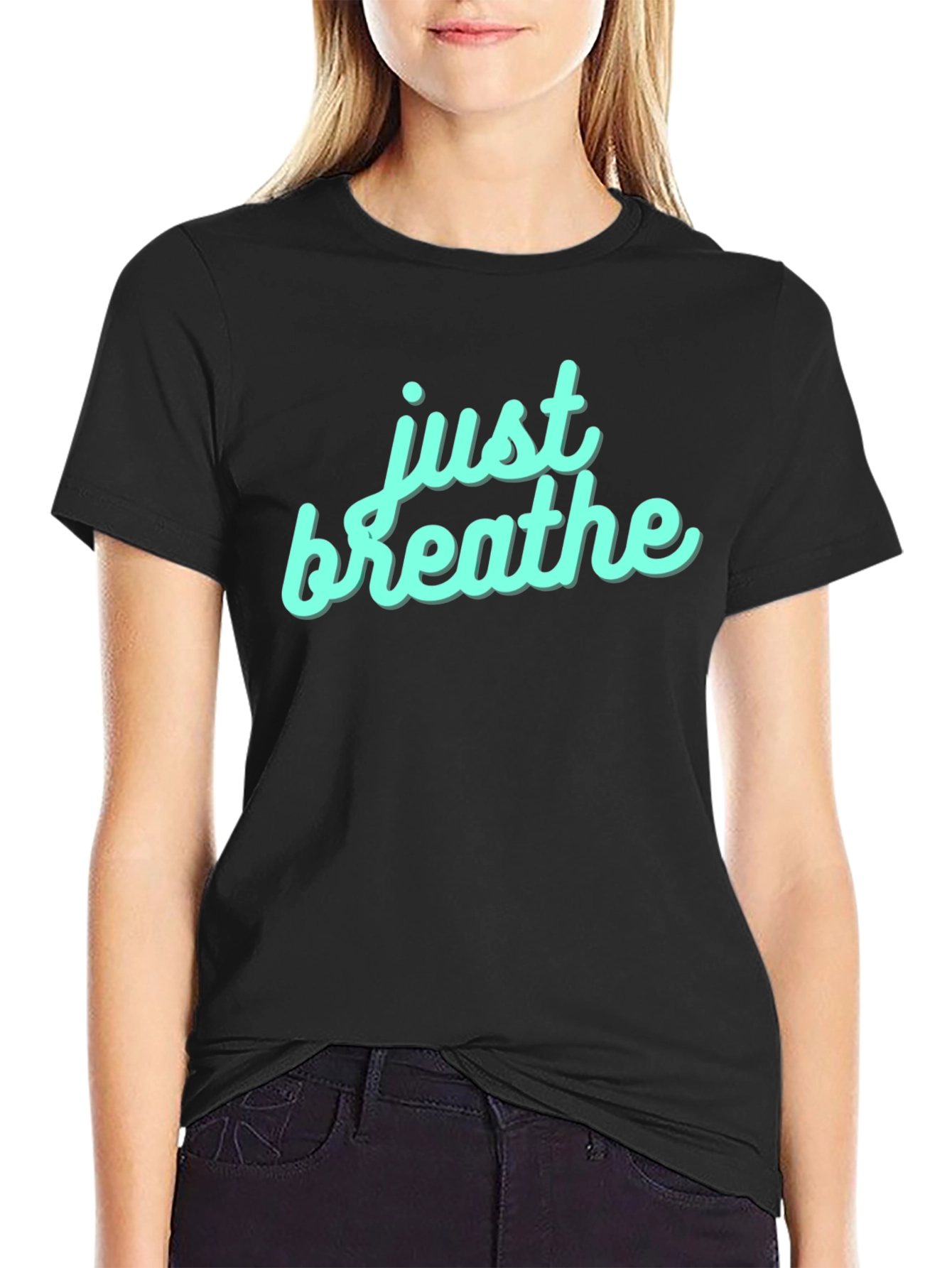 Just Breathe Graphic Tee - Black Cotton Casual Shirt