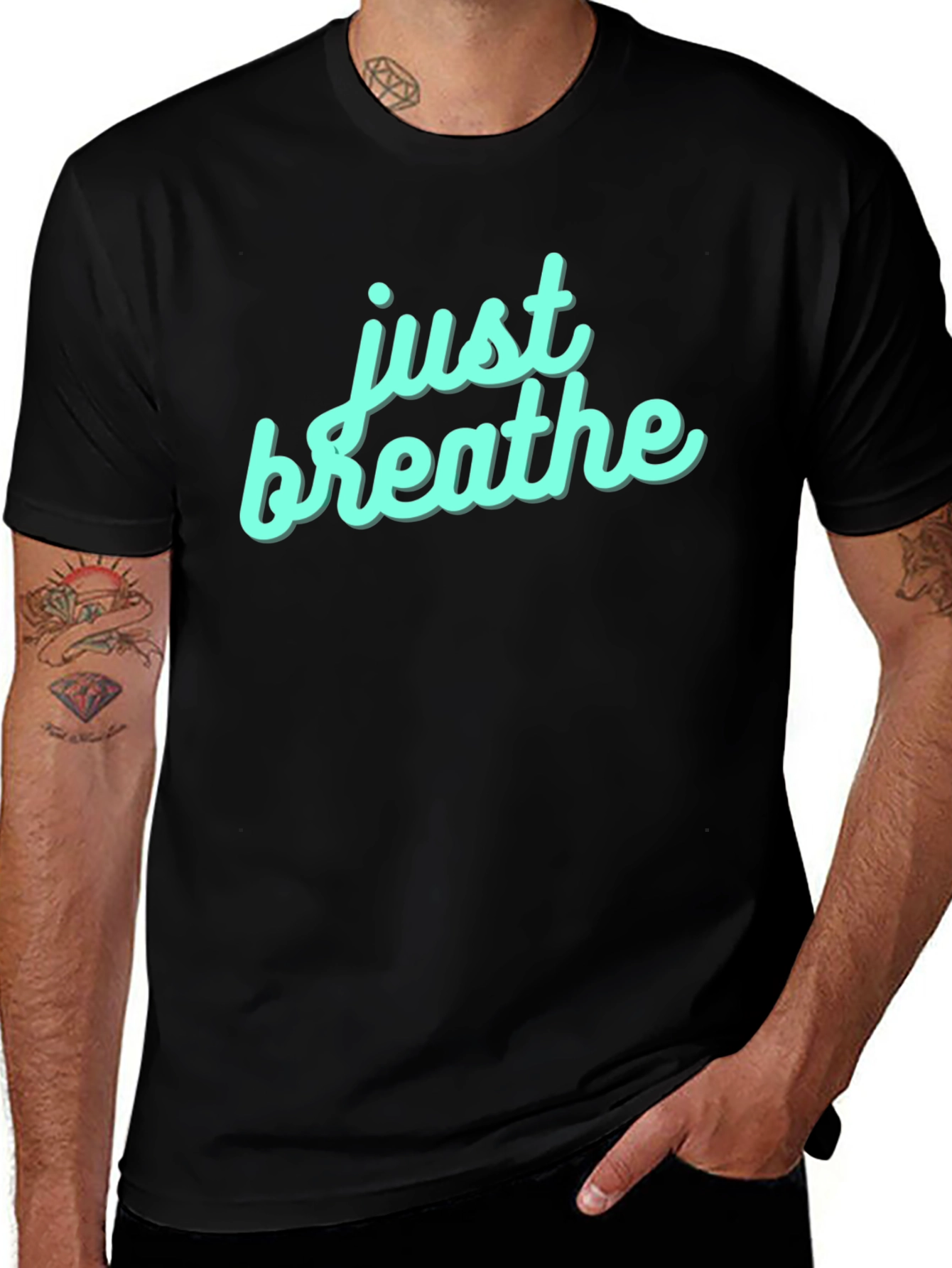 Just Breathe Graphic Tee - Black Cotton Casual Shirt