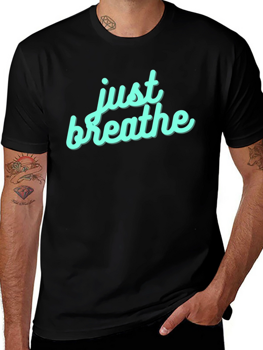 Just Breathe Graphic Tee - Black Cotton Casual Shirt