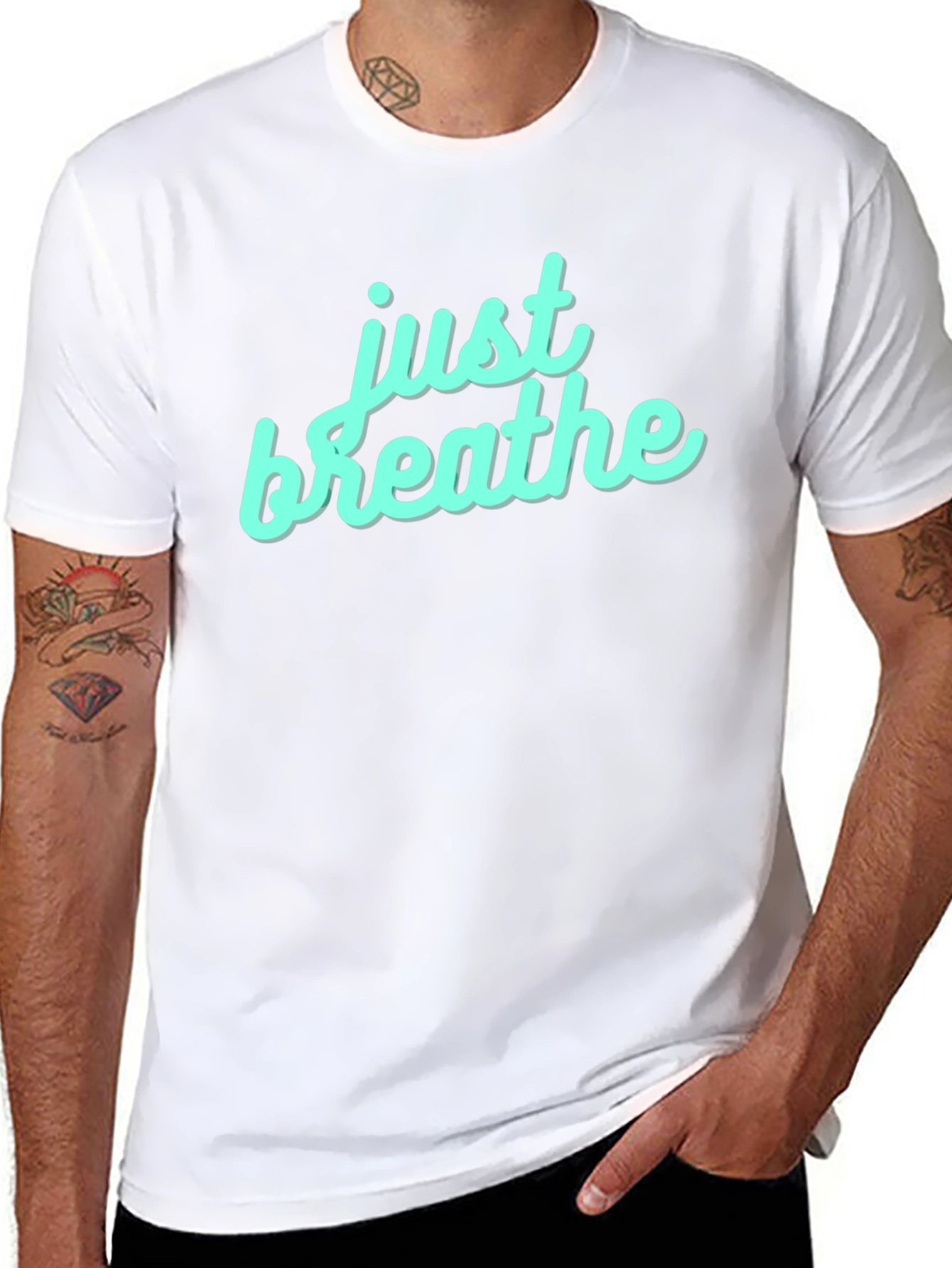 Just Breathe Graphic Tee - Black Cotton Casual Shirt