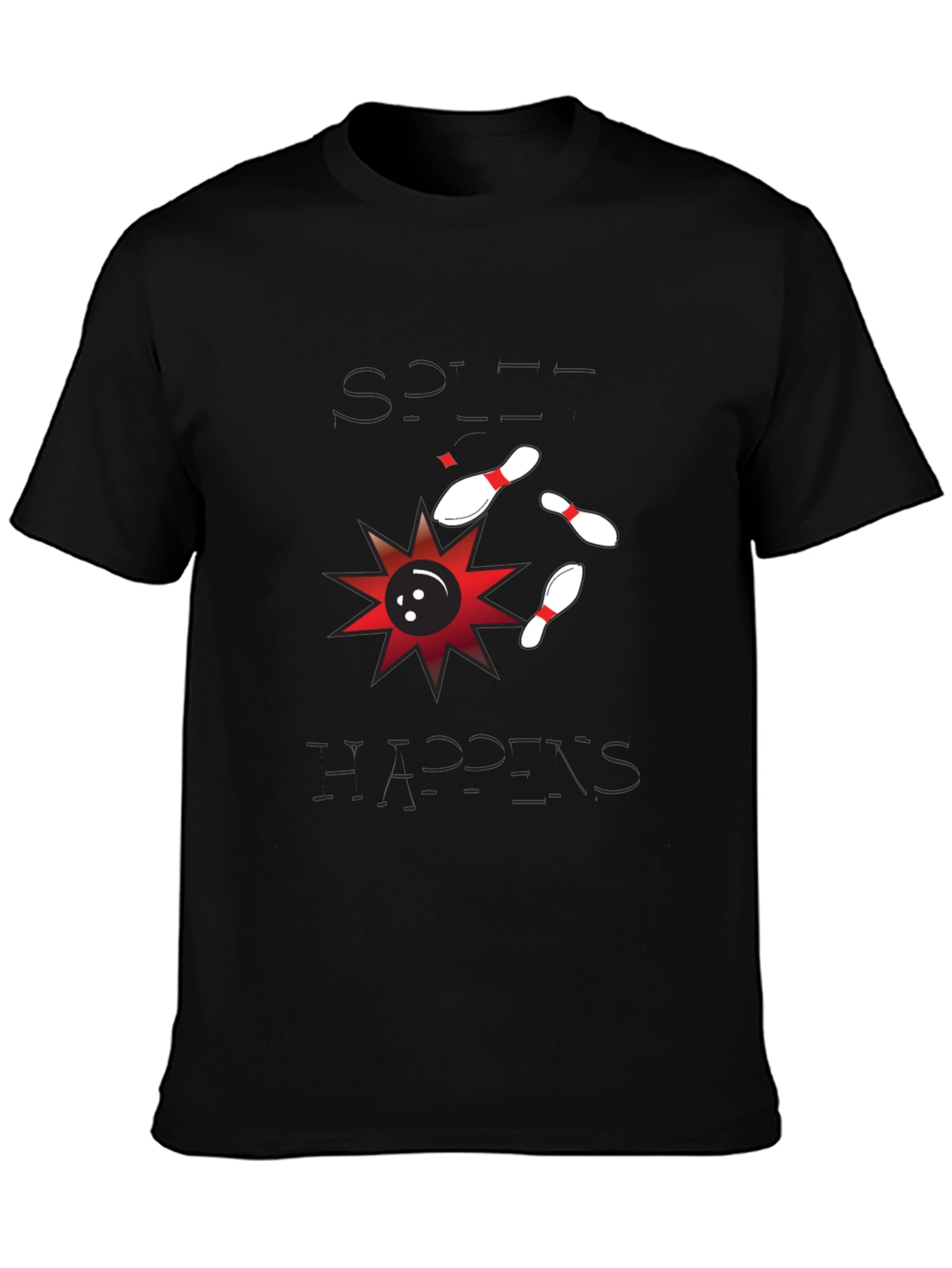 Split Happens Bowling T-Shirt - Mens Black Graphic Tee