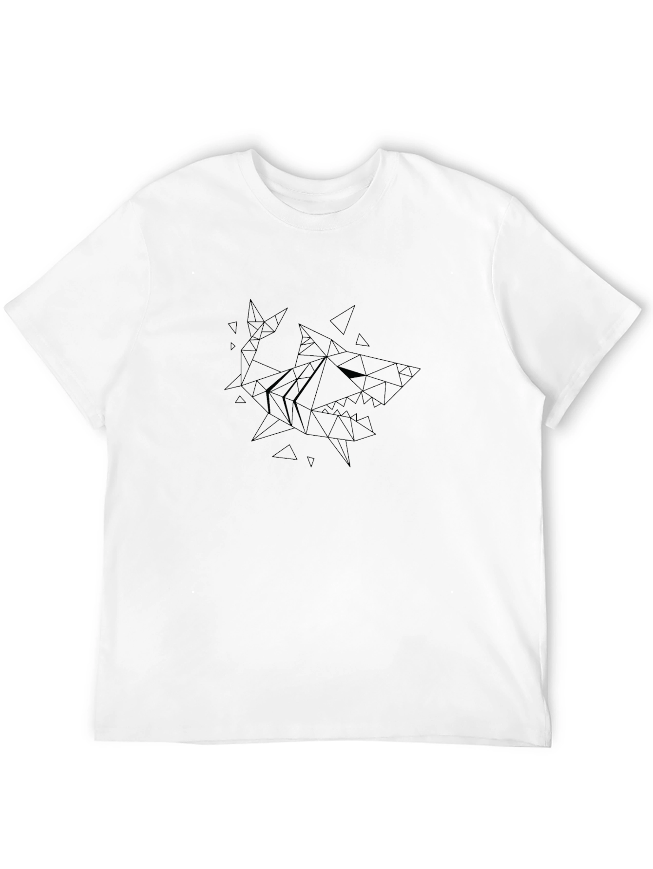 Geometric Shark Print Black T-Shirt