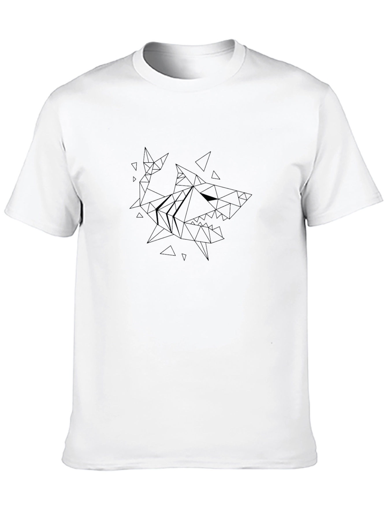 Geometric Shark Print Black T-Shirt