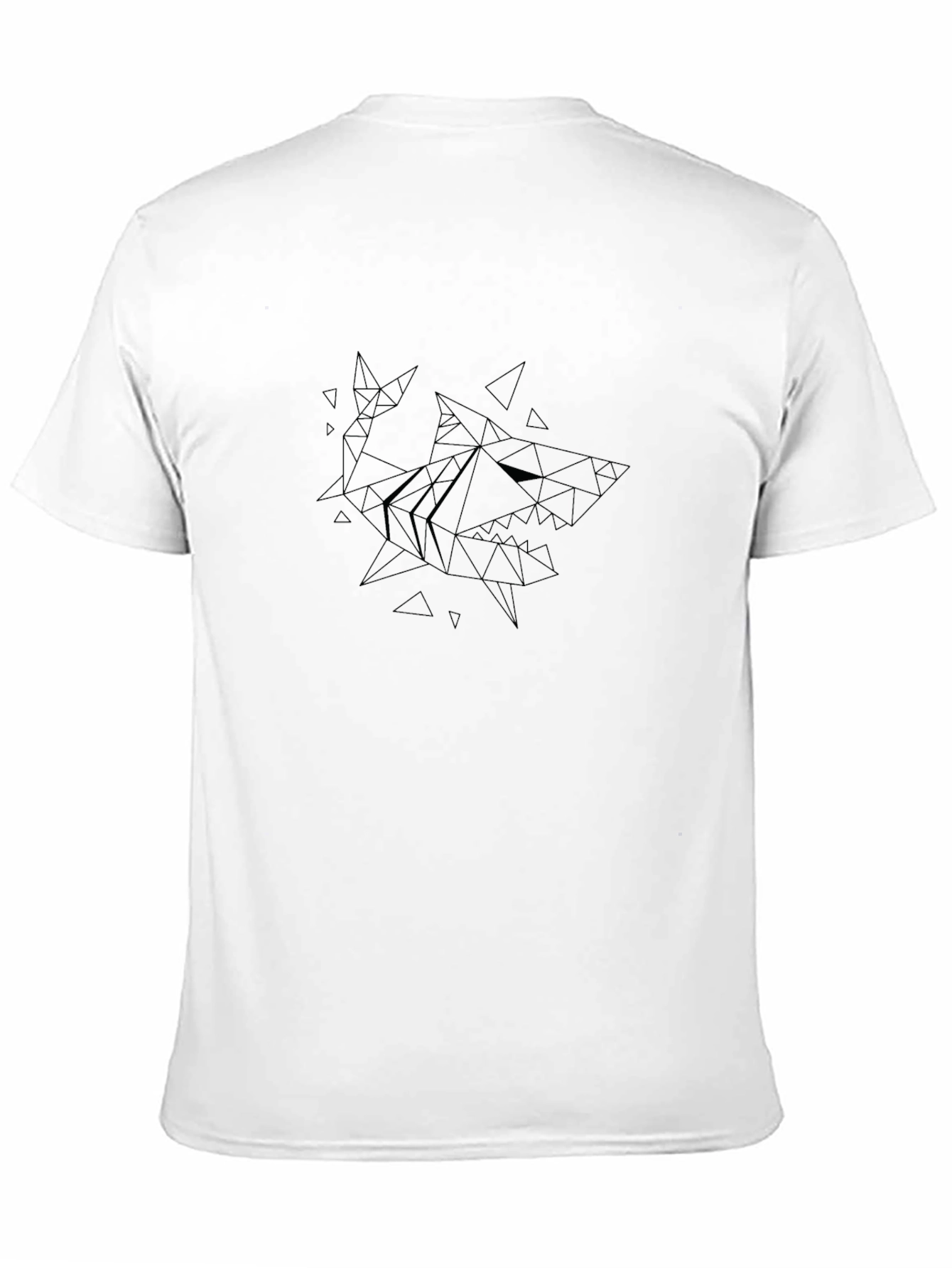 Geometric Shark Print Black T-Shirt