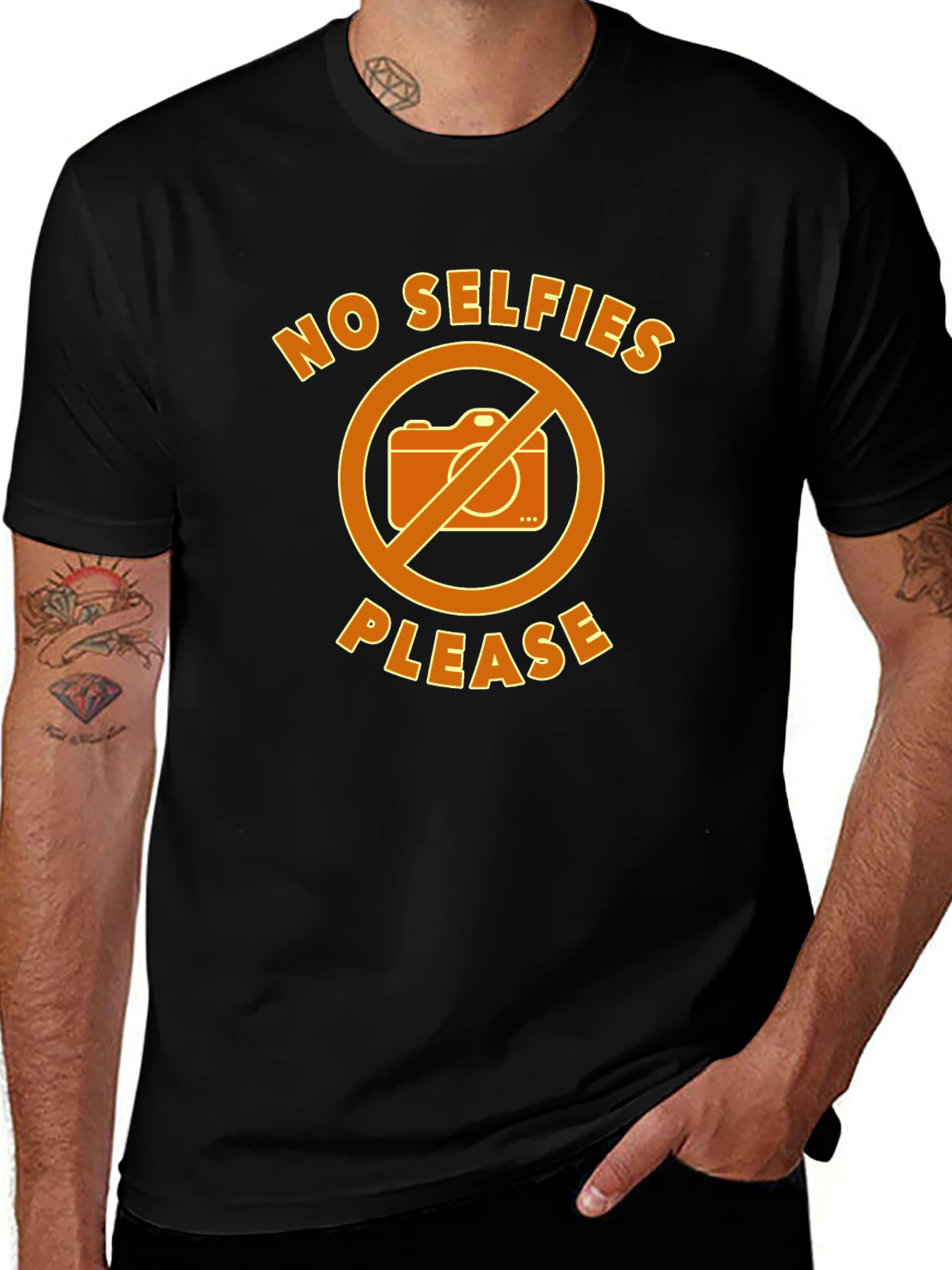 No Selfies Please T-Shirt - Graphic Tee