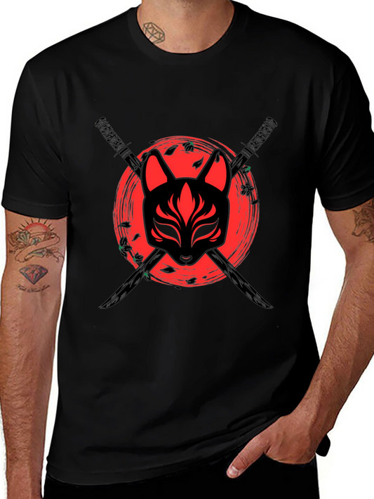 Samurai Fox Mask Graphic T-Shirt
