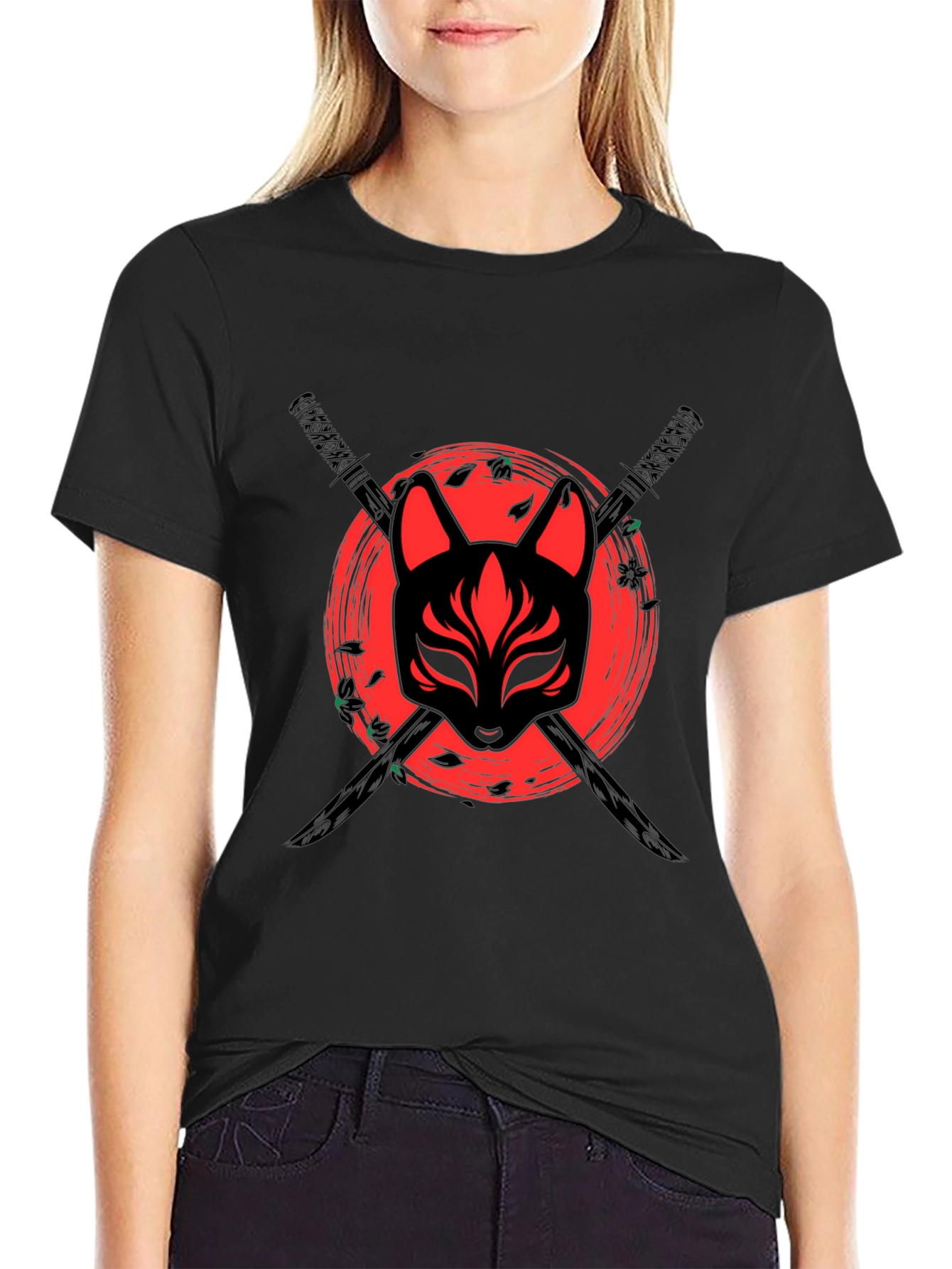 Samurai Fox Mask Graphic T-Shirt