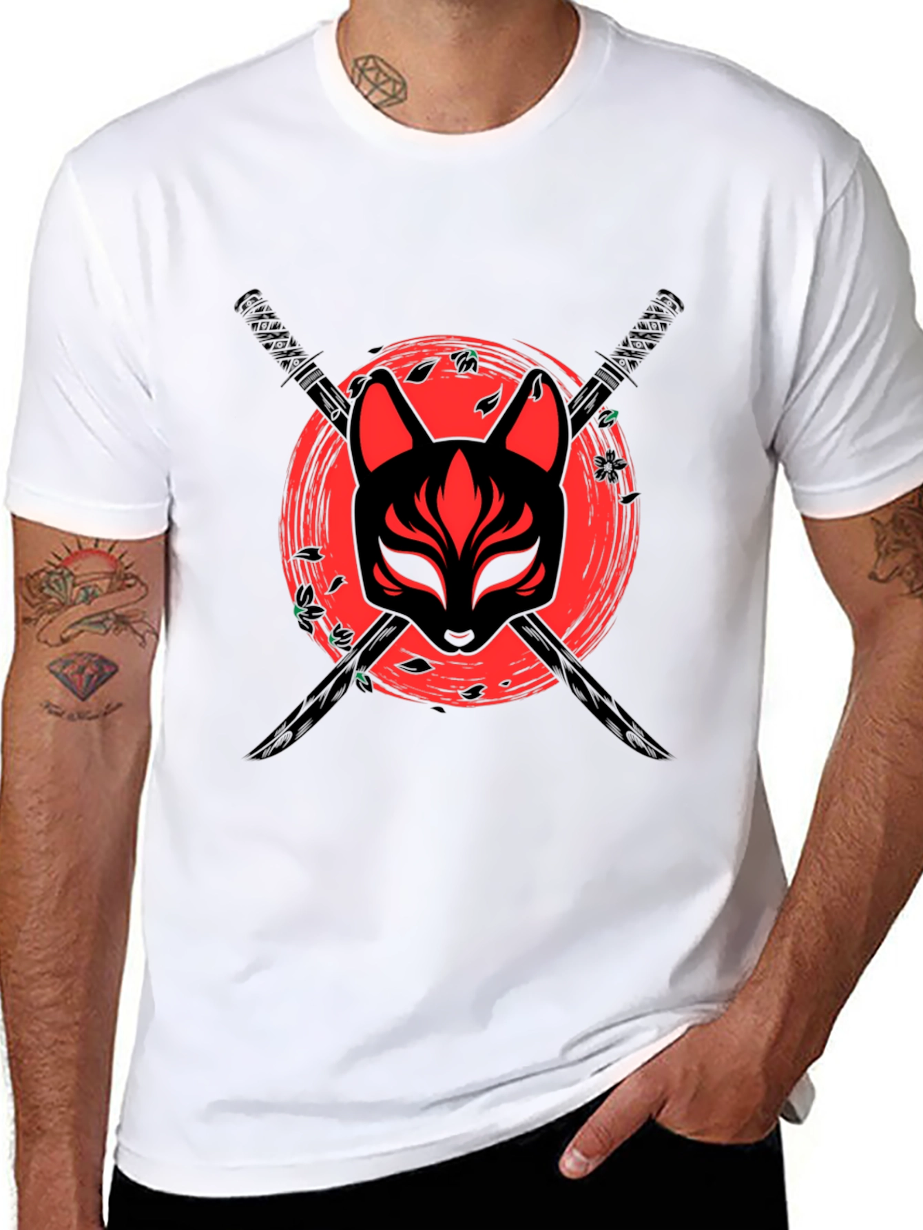Samurai Fox Mask Graphic T-Shirt