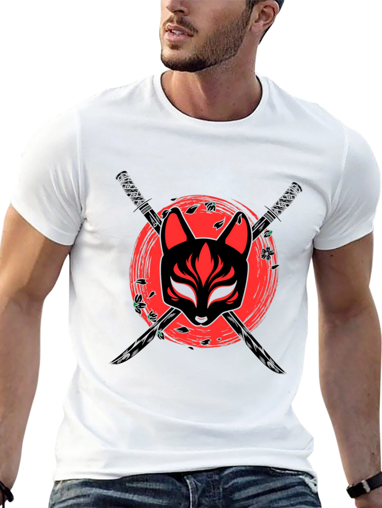 Samurai Fox Mask Graphic T-Shirt