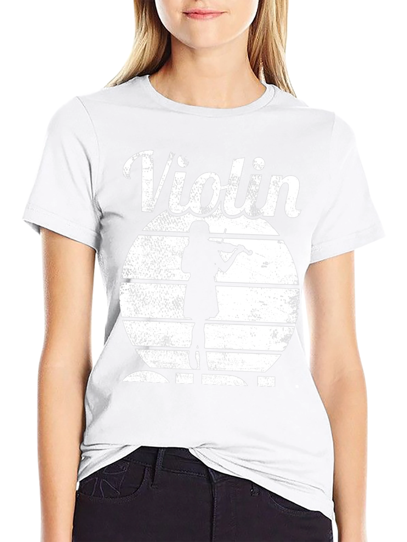 Violin Player Silhouette Black T-Shirt
