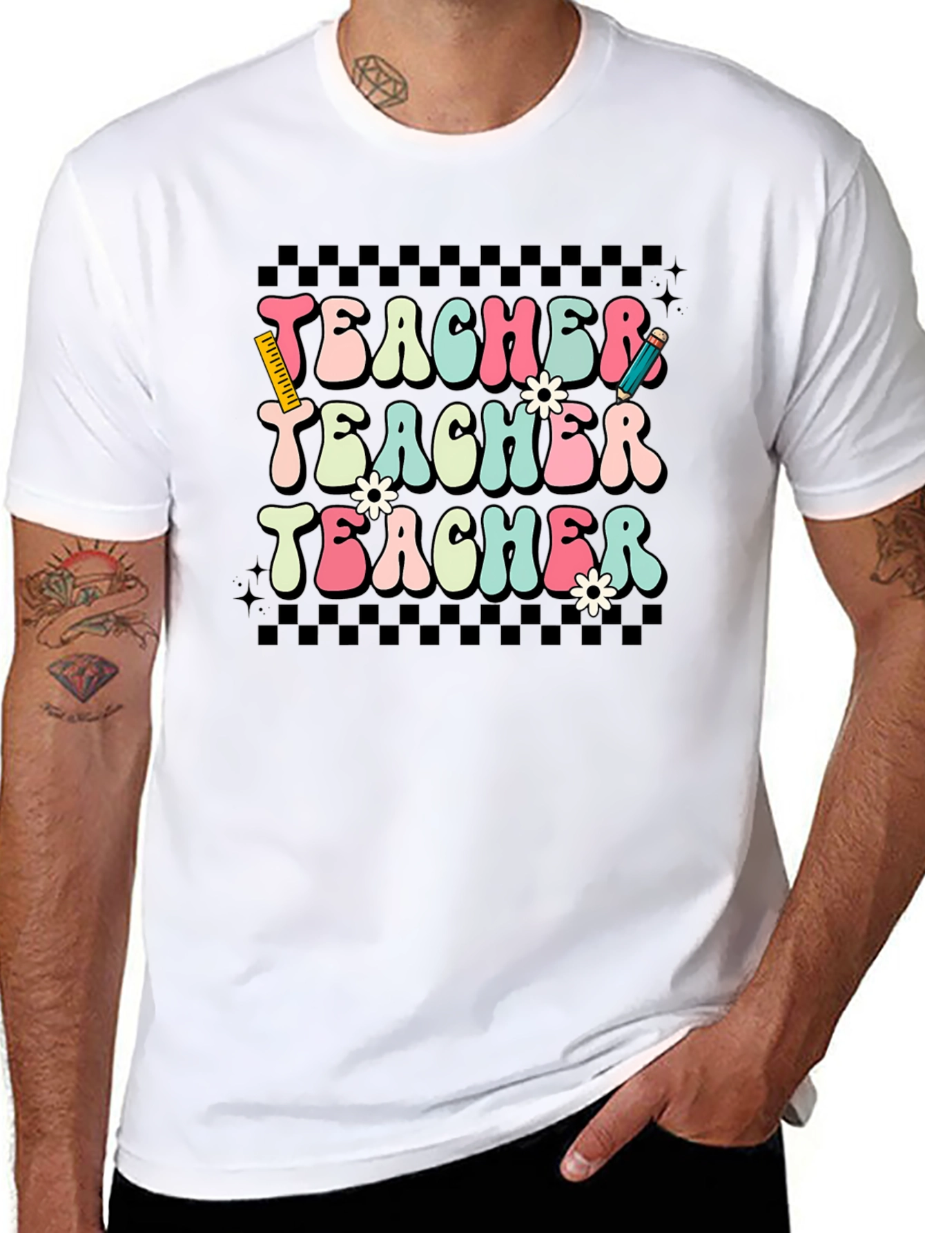 Retro Teacher T-Shirt Floral Teacher Tee