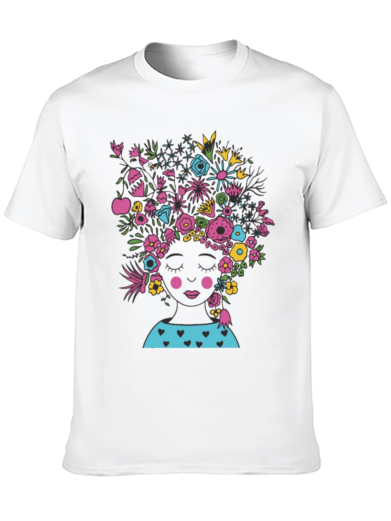 Floral Head Black Tee - Stylish Graphic T-Shirt