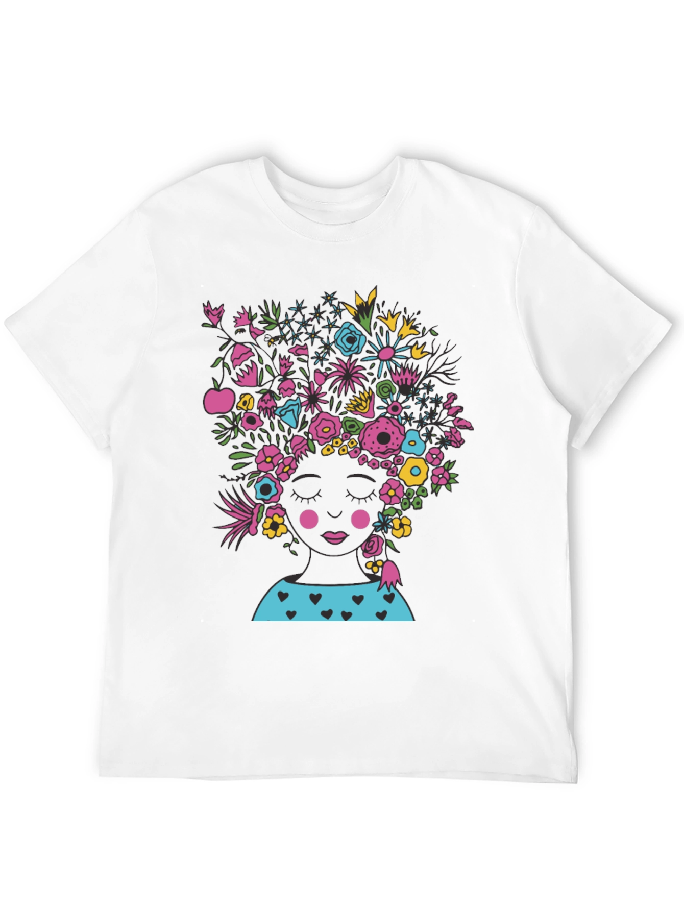 Floral Head Black Tee - Stylish Graphic T-Shirt